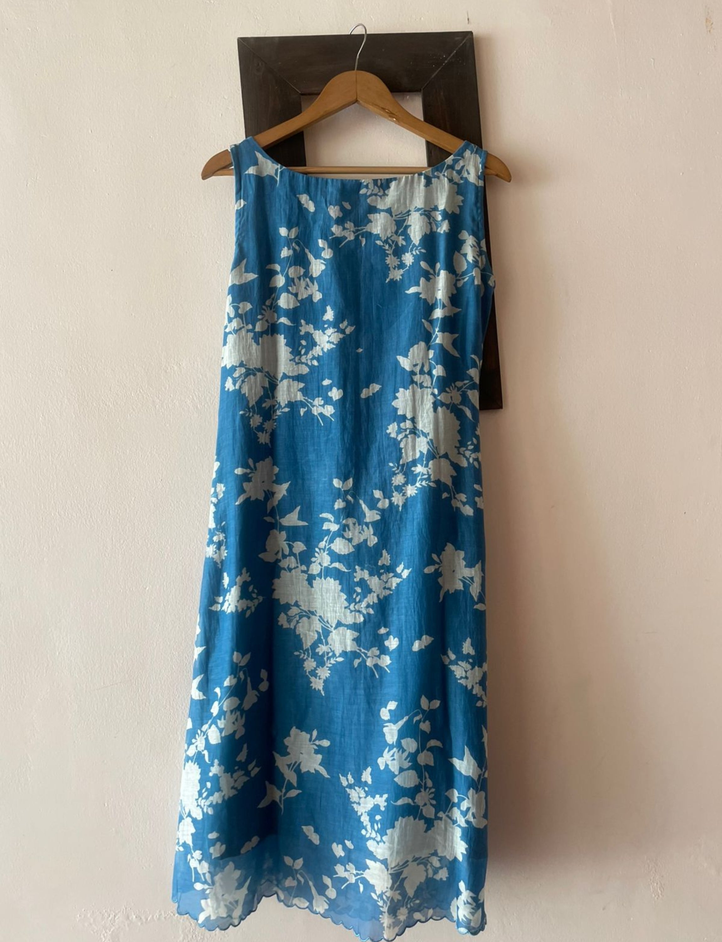 Floral Blue Chanderi Dress