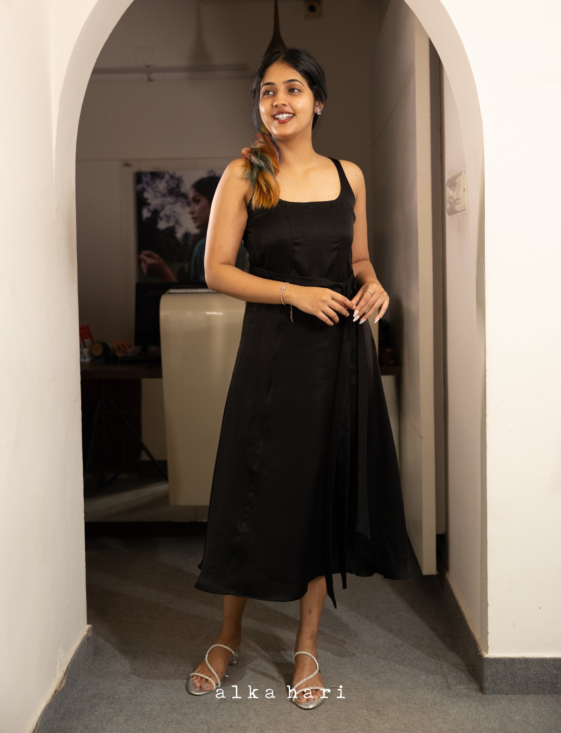 Black Panelled Midi Dress