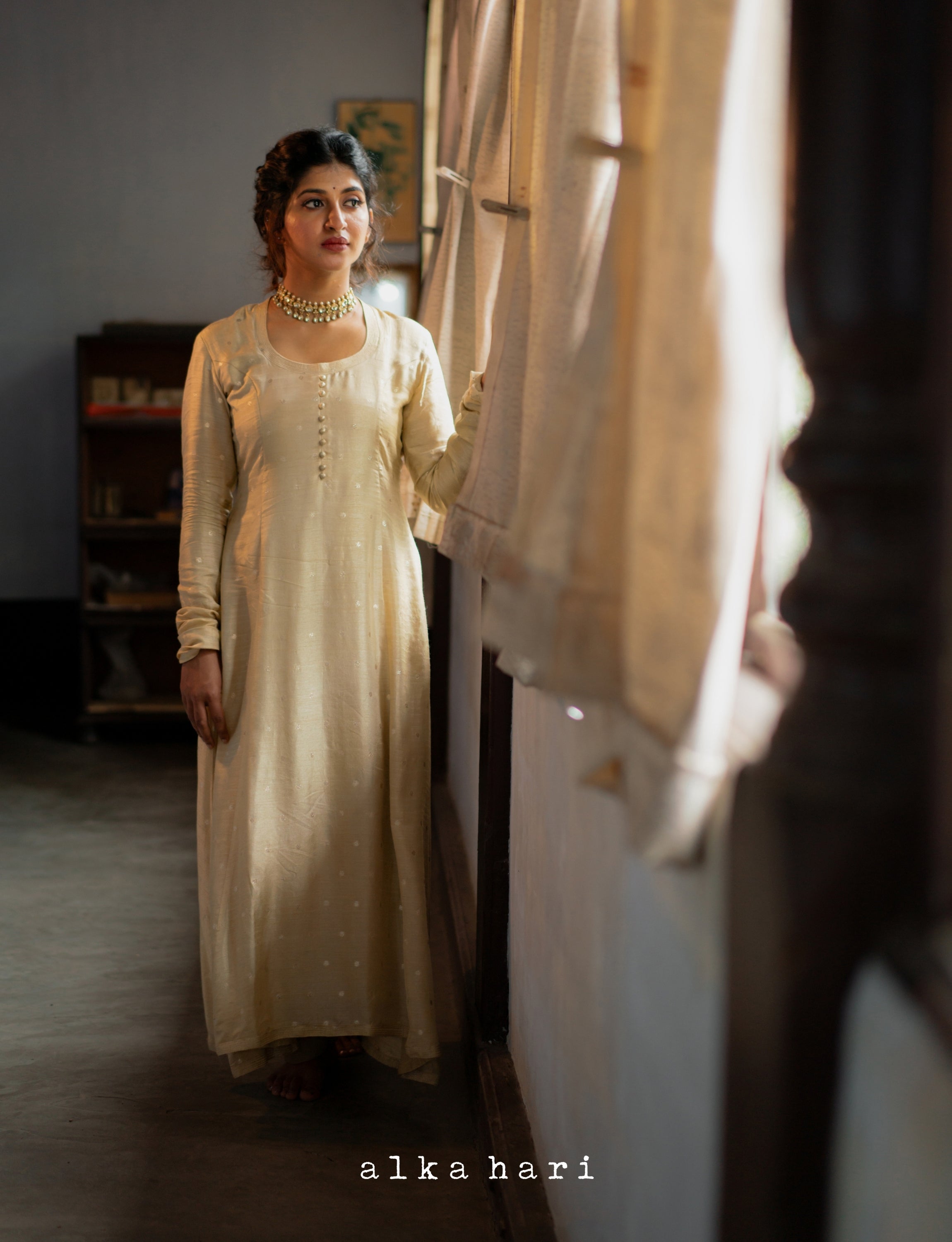 Beige Butta Anarkali