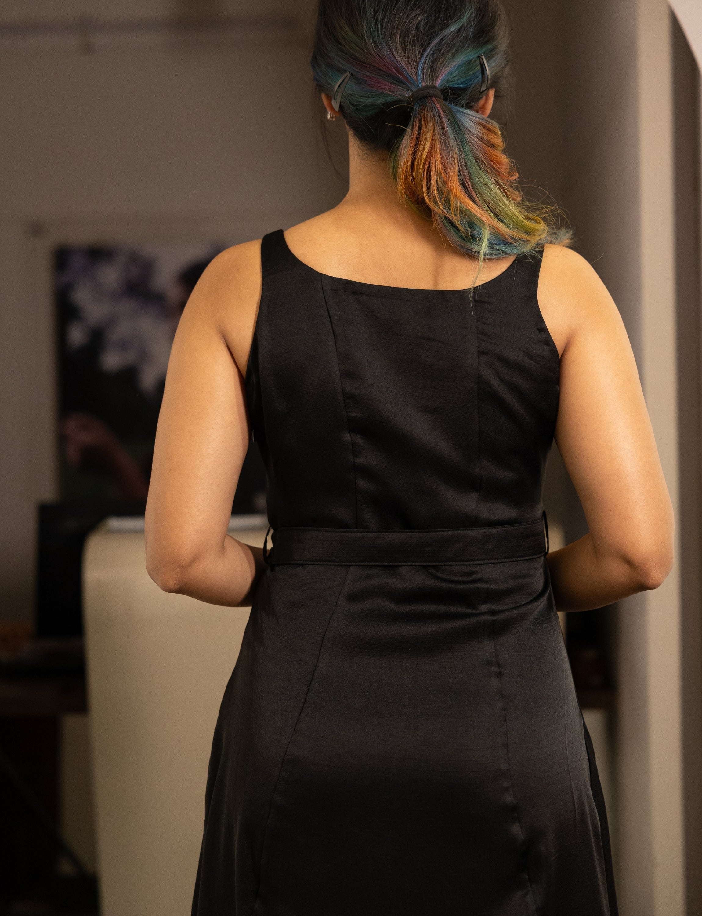 Black Panelled Midi Dress