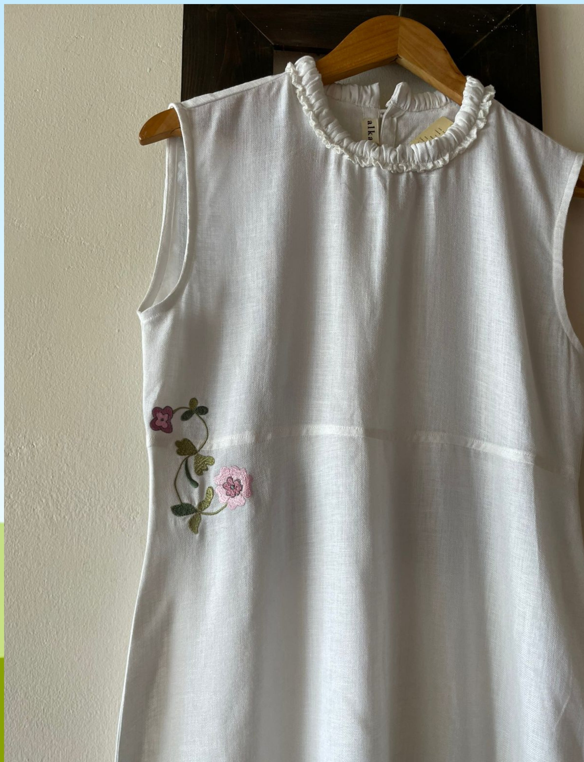 White Floral Embroidered Dress