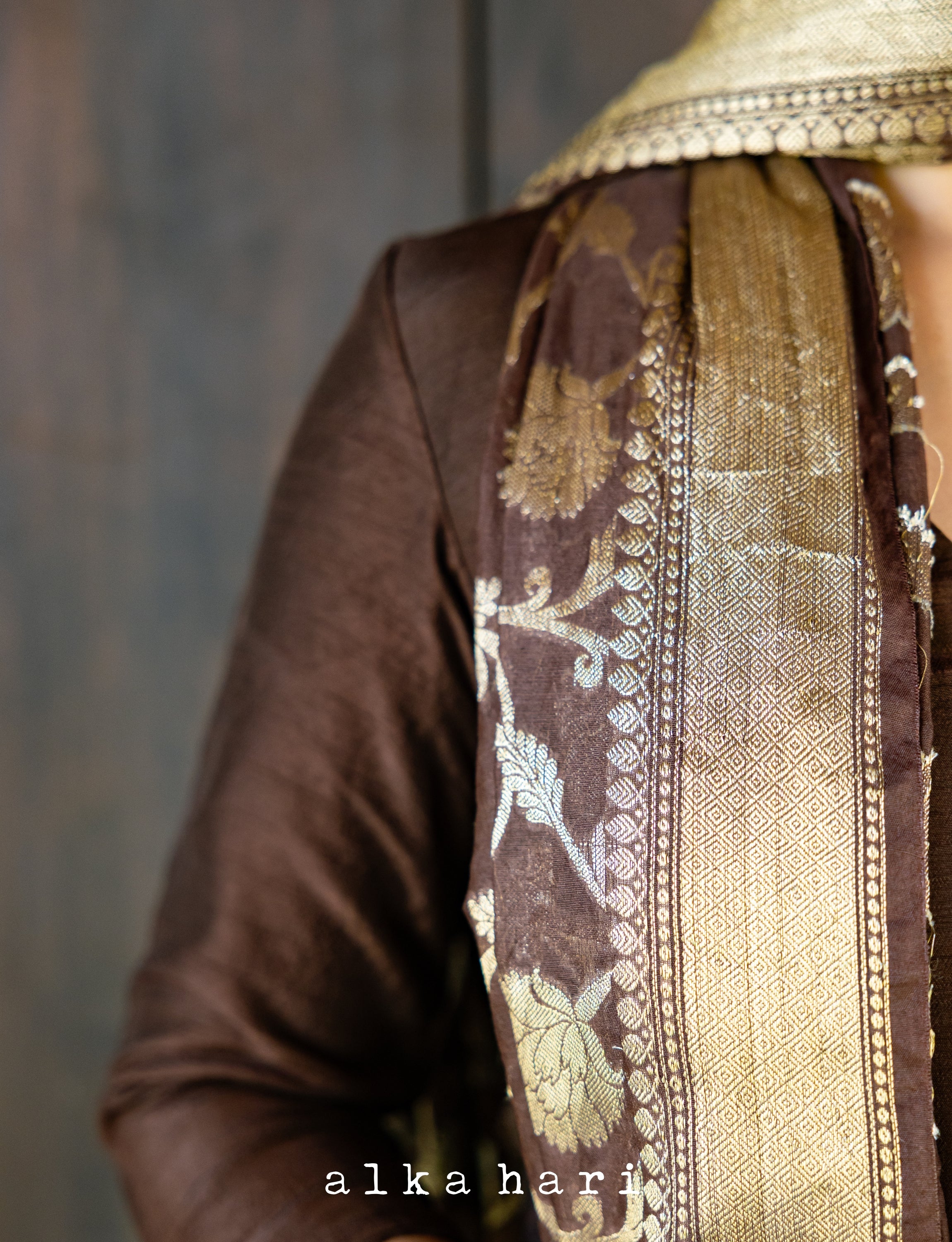 Brown Banaras Dupatta