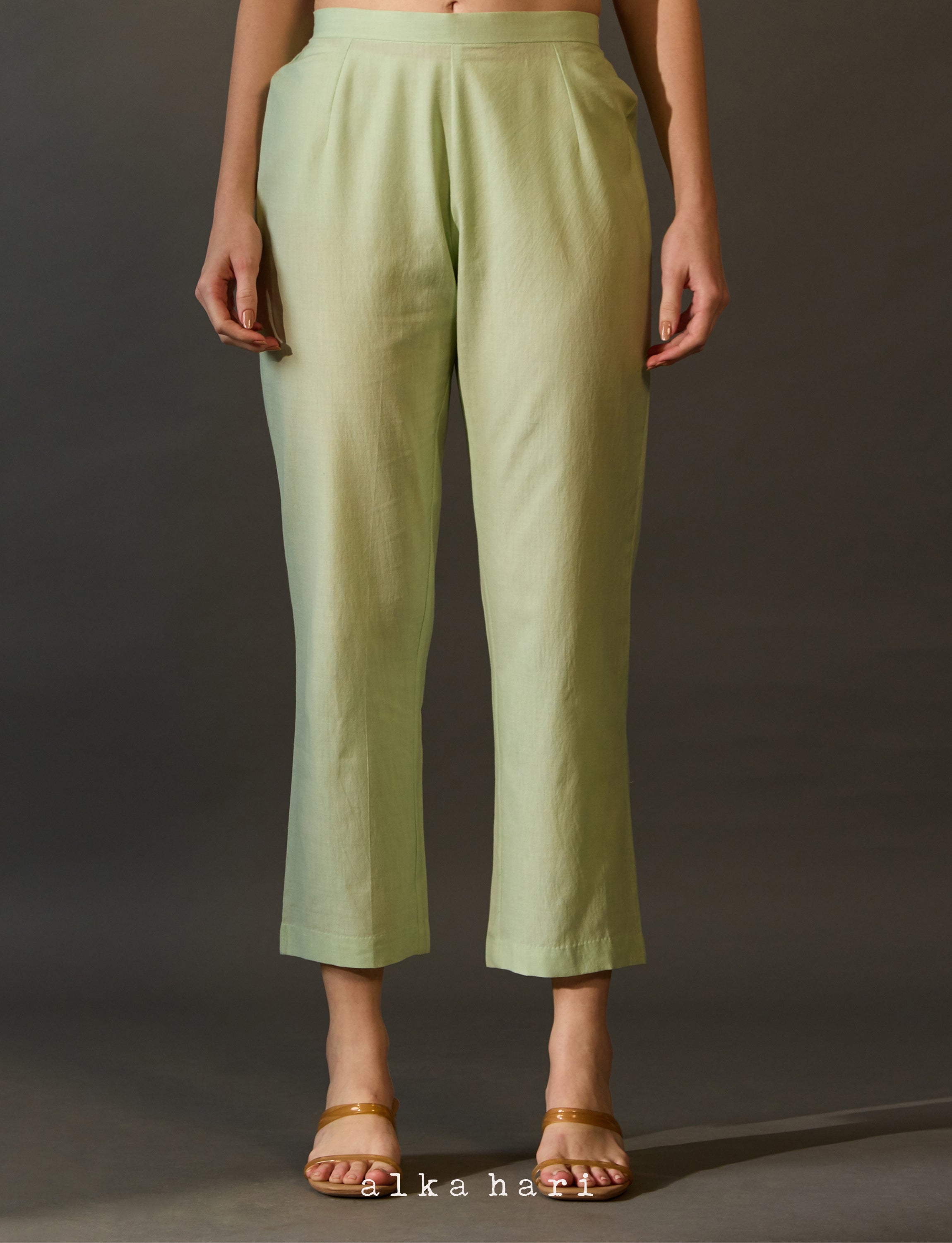 Pastel Green Cotton Palazzo Pants