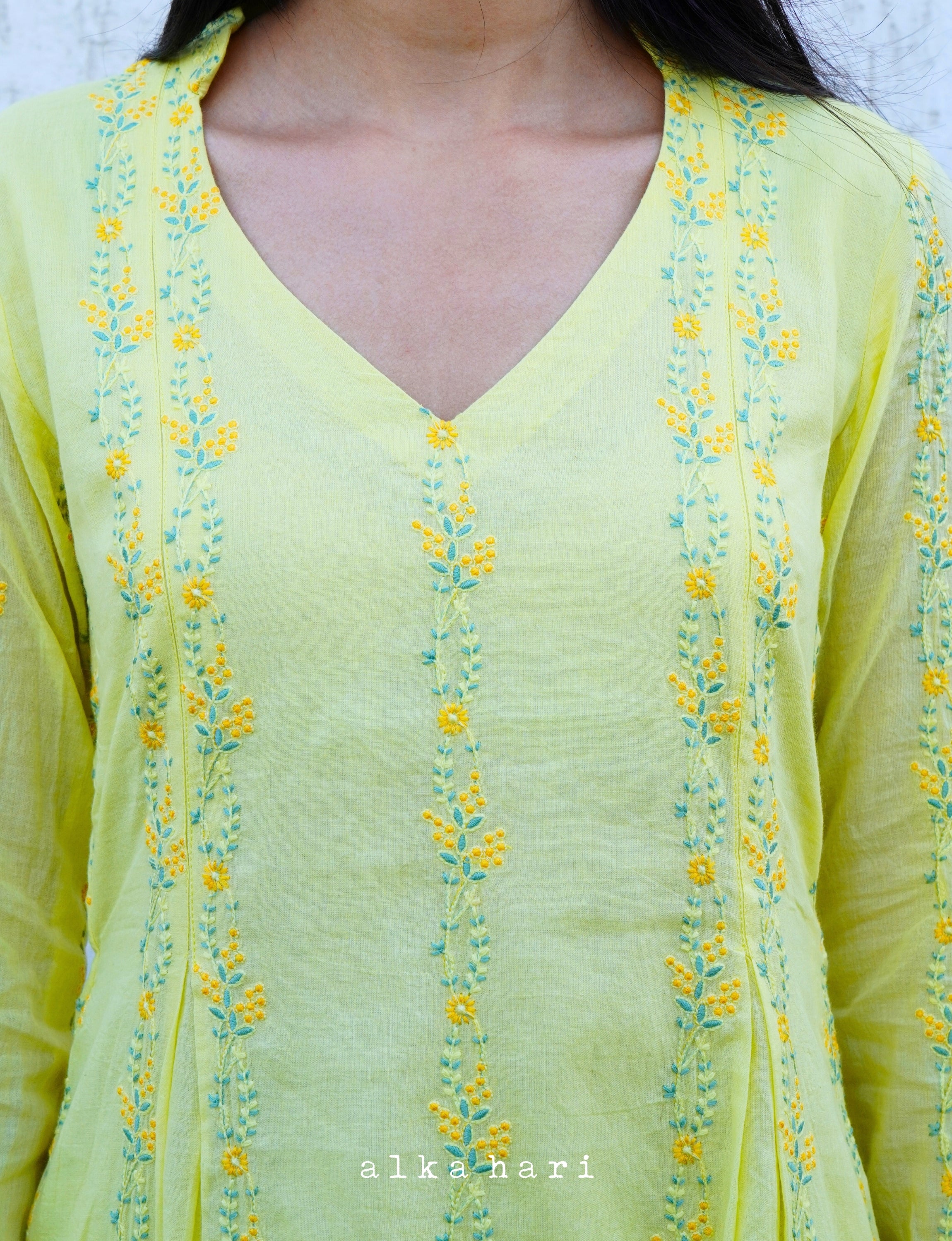 Pastel Yellow Embroidered Anarkali