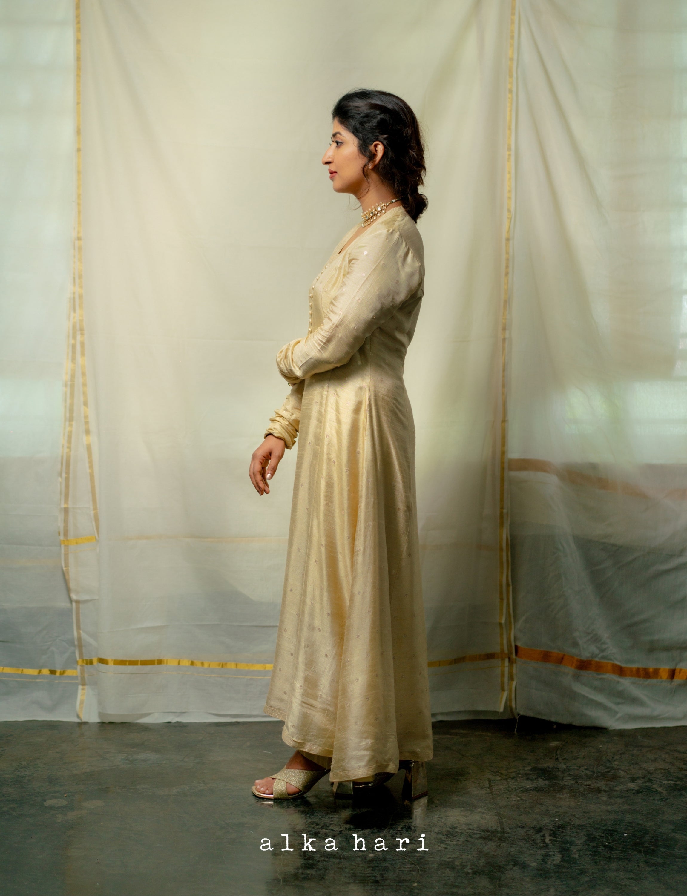 Beige Butta Anarkali