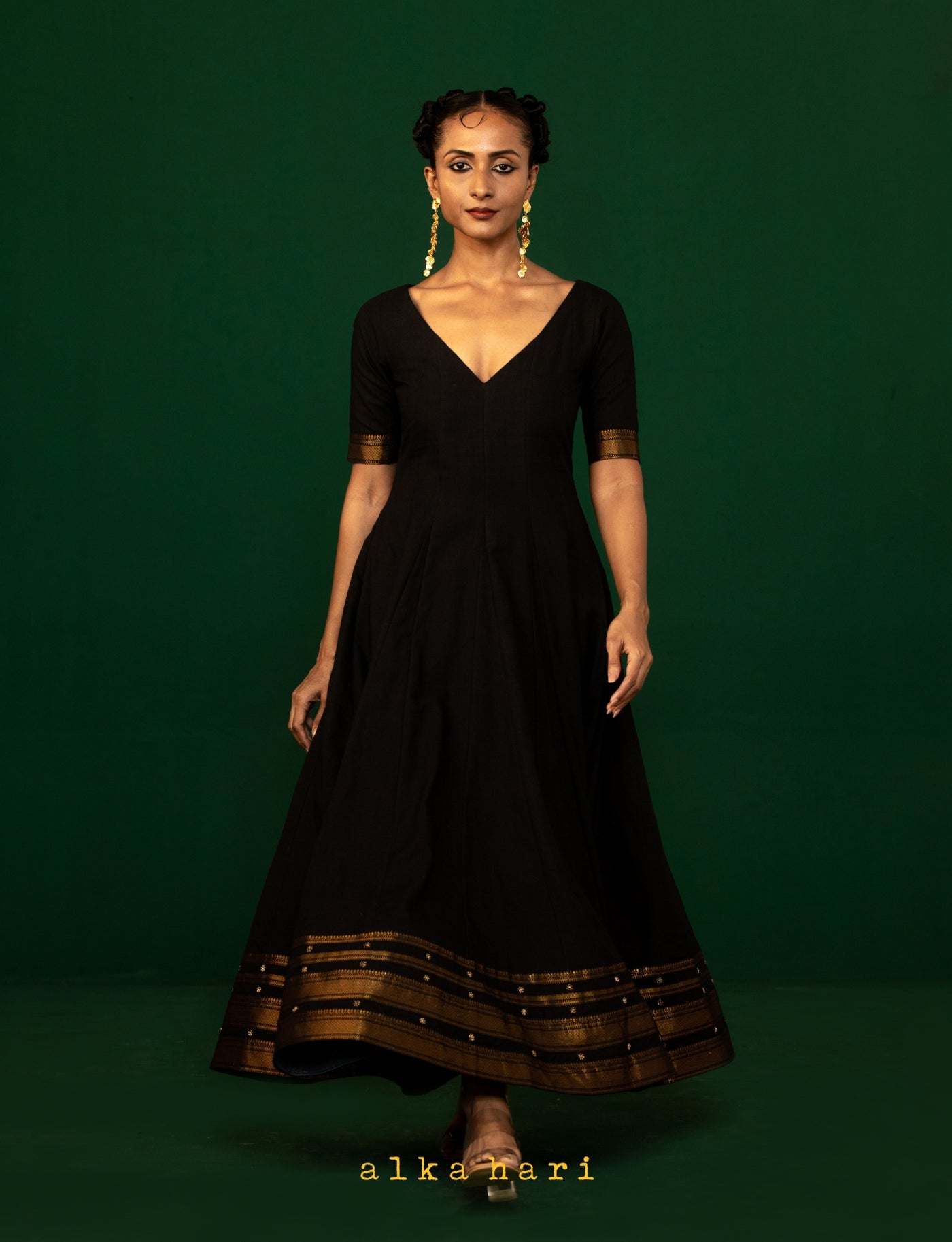 Black Panel Cut Embroidered Dress - Designer Cotton Dress for Women | Alka Hari Alka Hari Pvt Ltd Black Panel Cut Embroidered Dress - Designer Cotton Dress for Women | Alka Hari Alka Hari Pvt Ltd