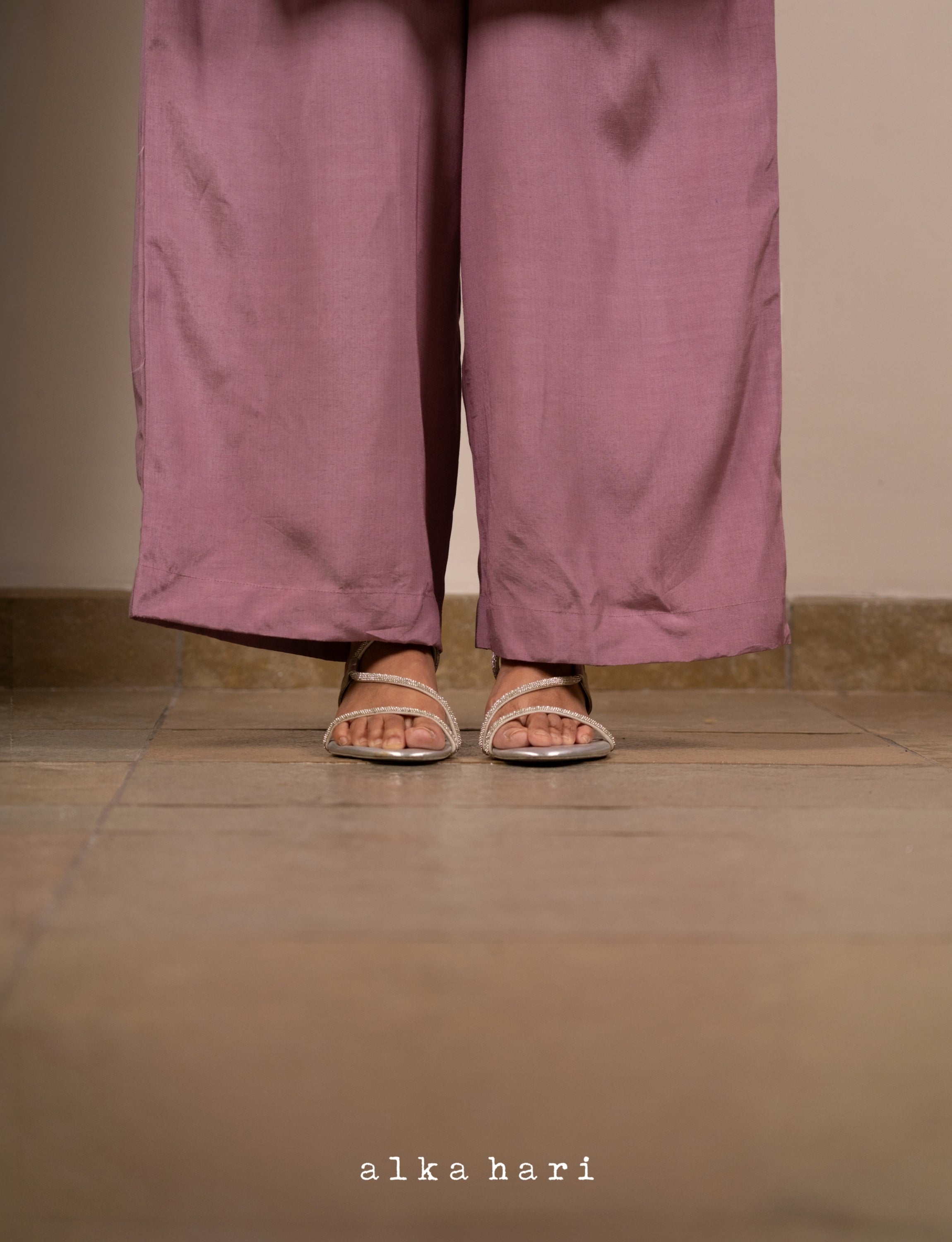 Dusty Pink Mukaish Palazzo Pants