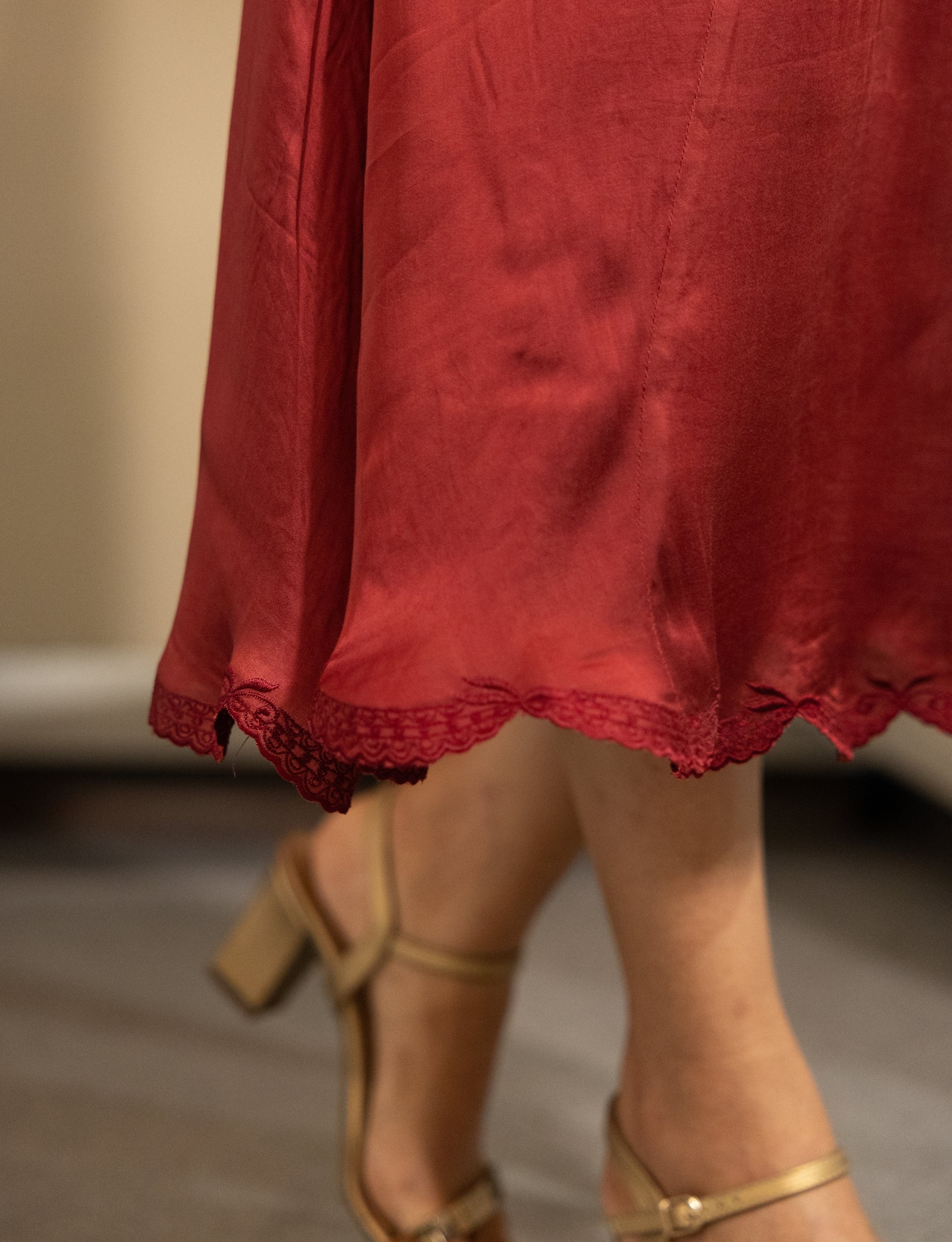 Raspberry Red Panelled Midi Dress