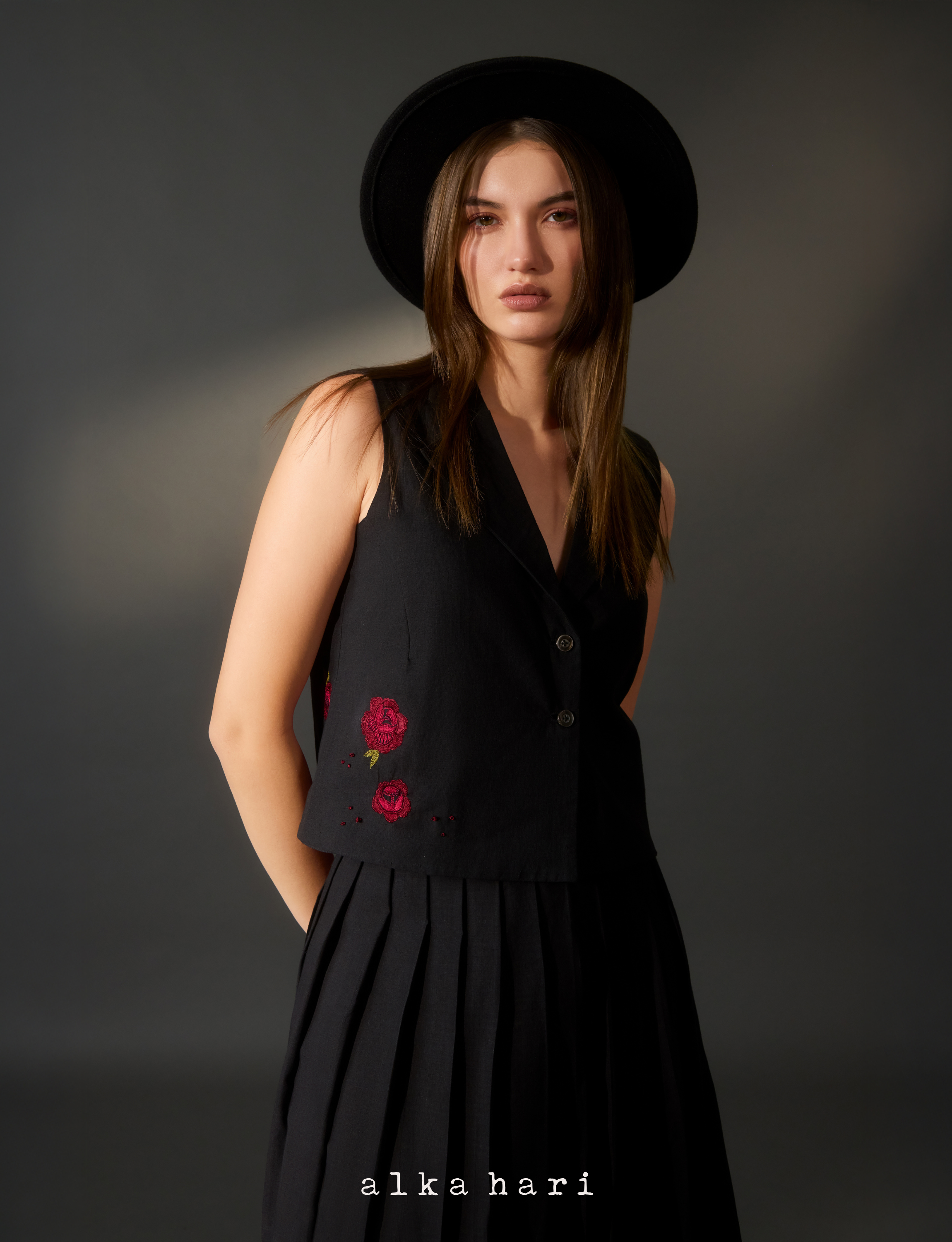 Black Embroidered Vest