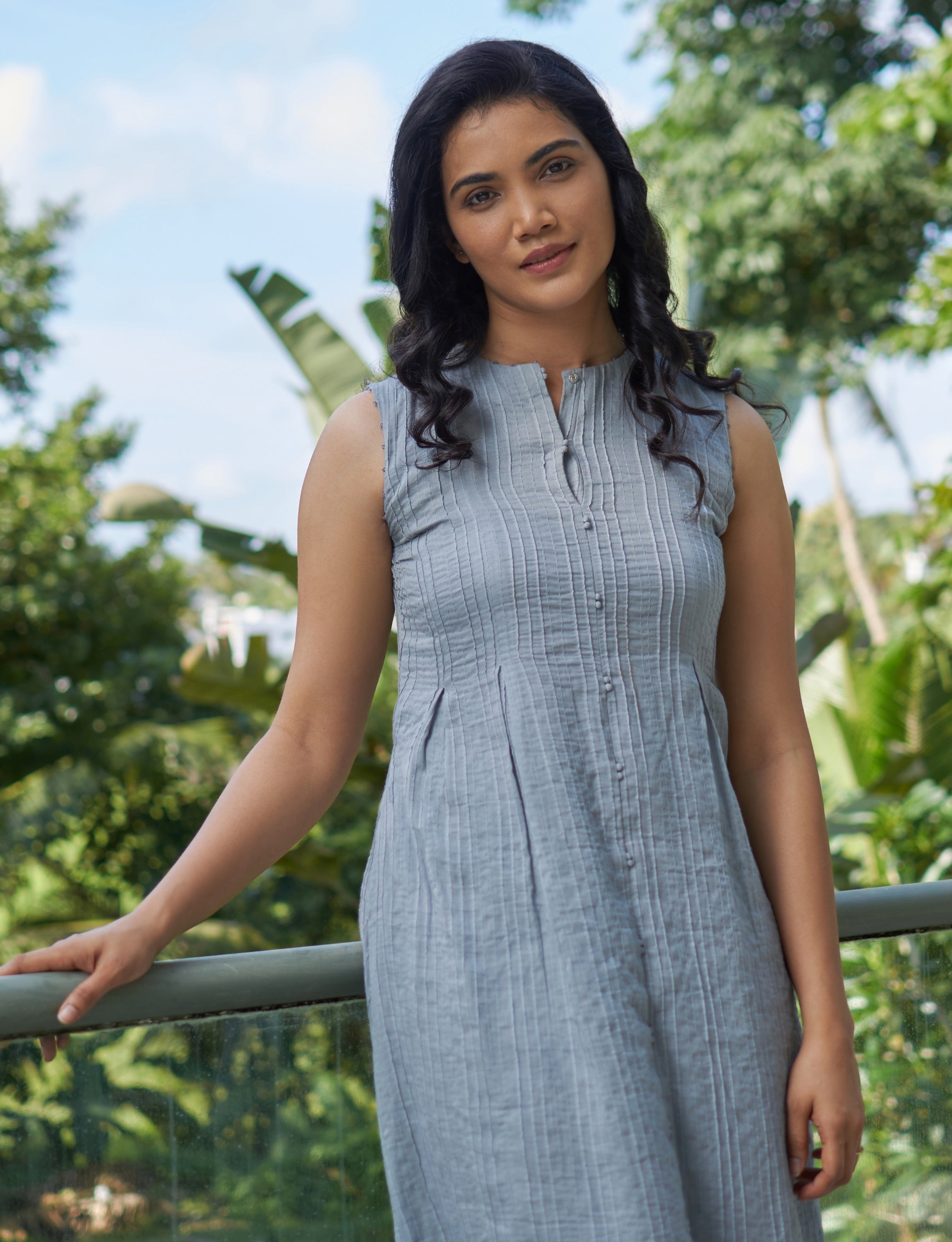 Grey Pintucks Anarkali