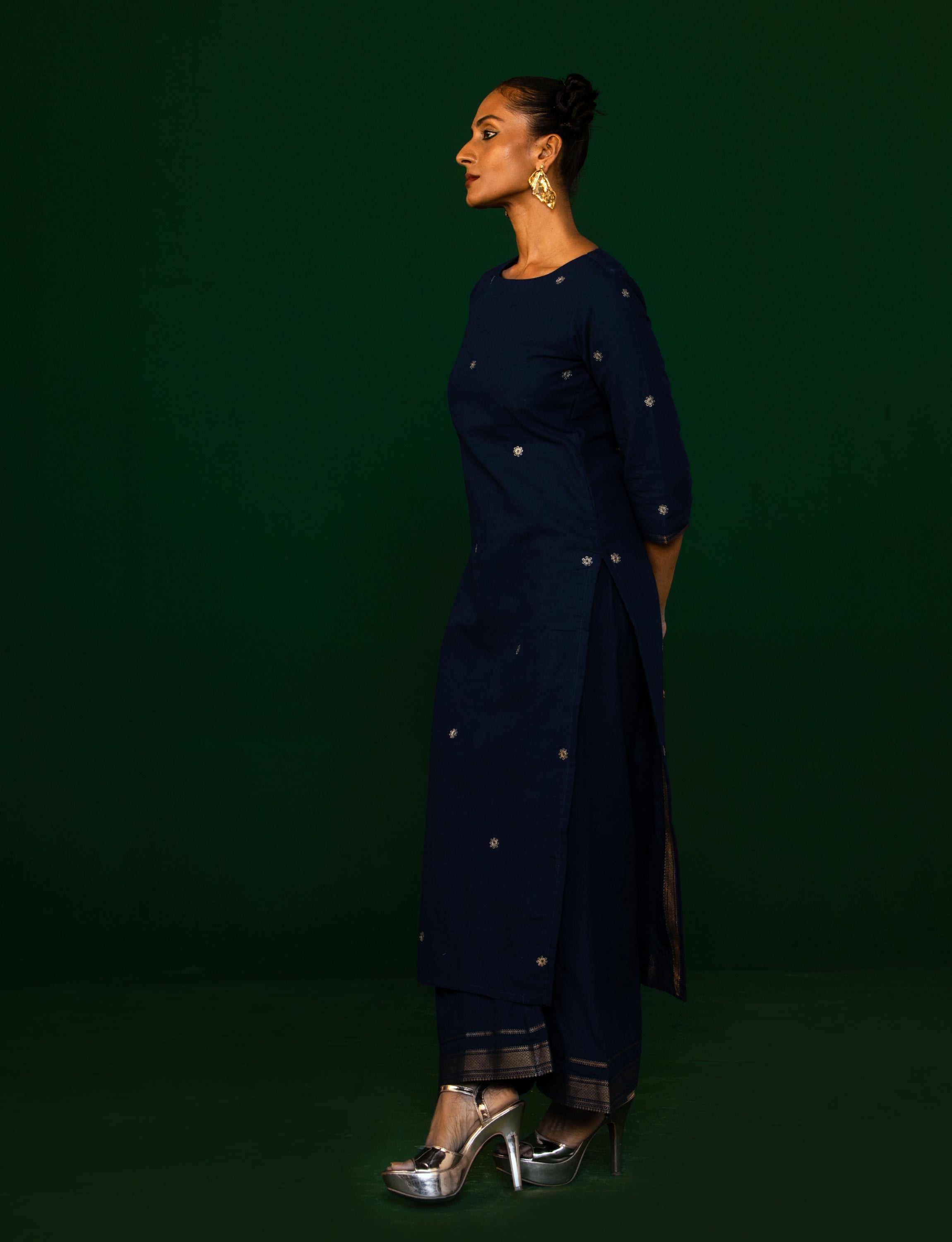 Midnight Blue Embroidered Kurta