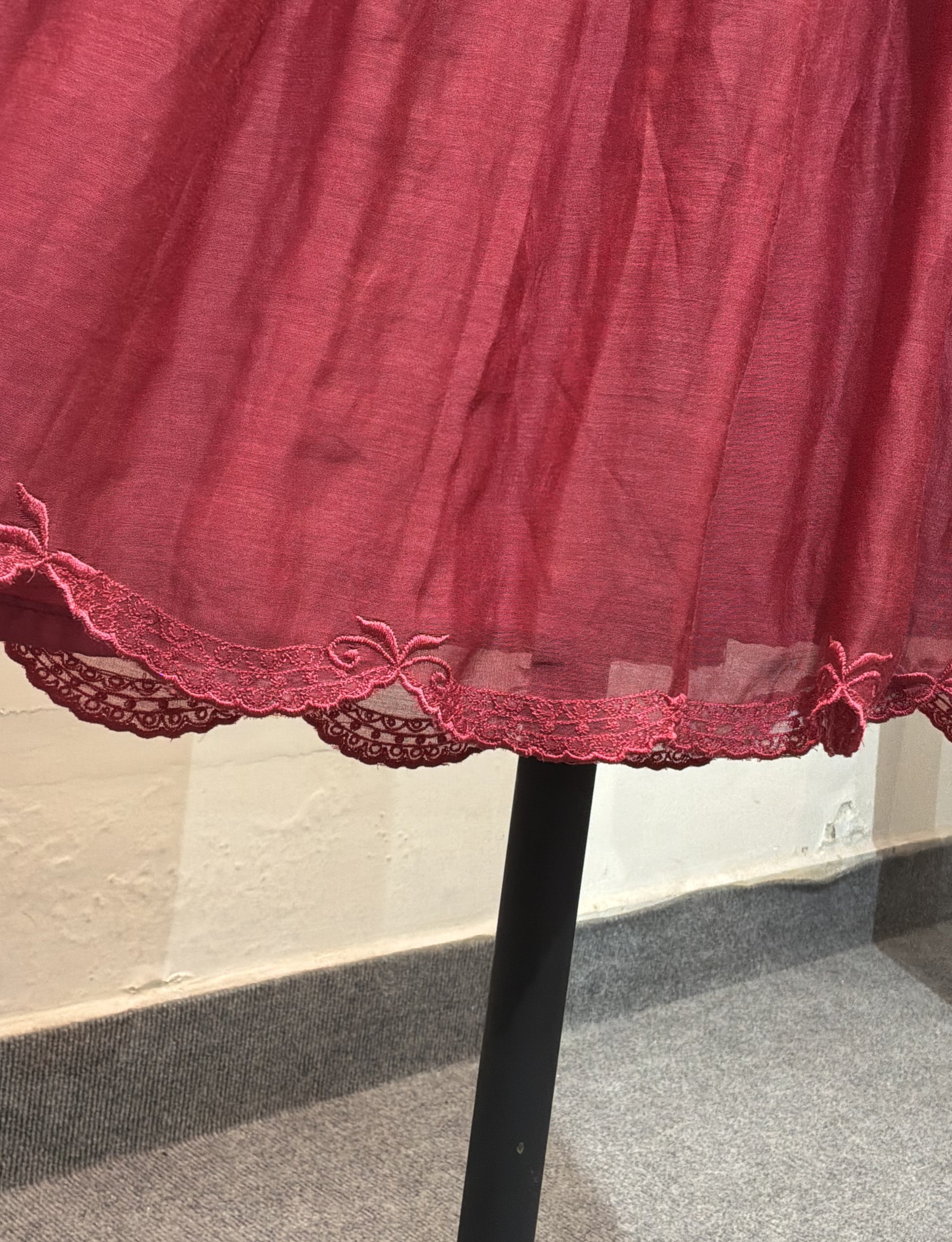 Raspberry Red Chanderi Silk Smocked Dress