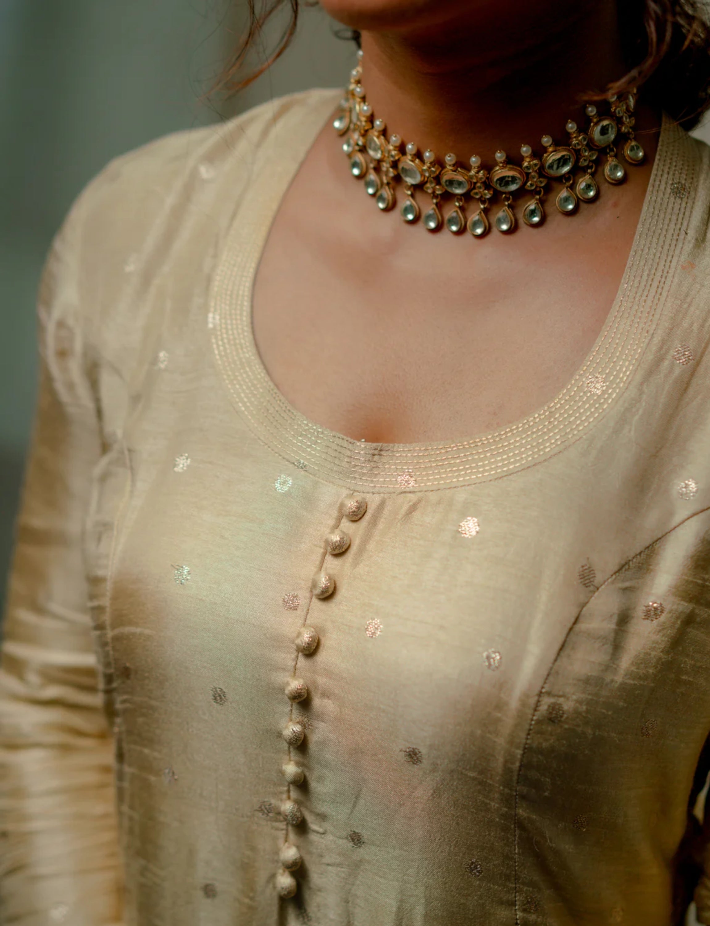 Beige Butta Anarkali
