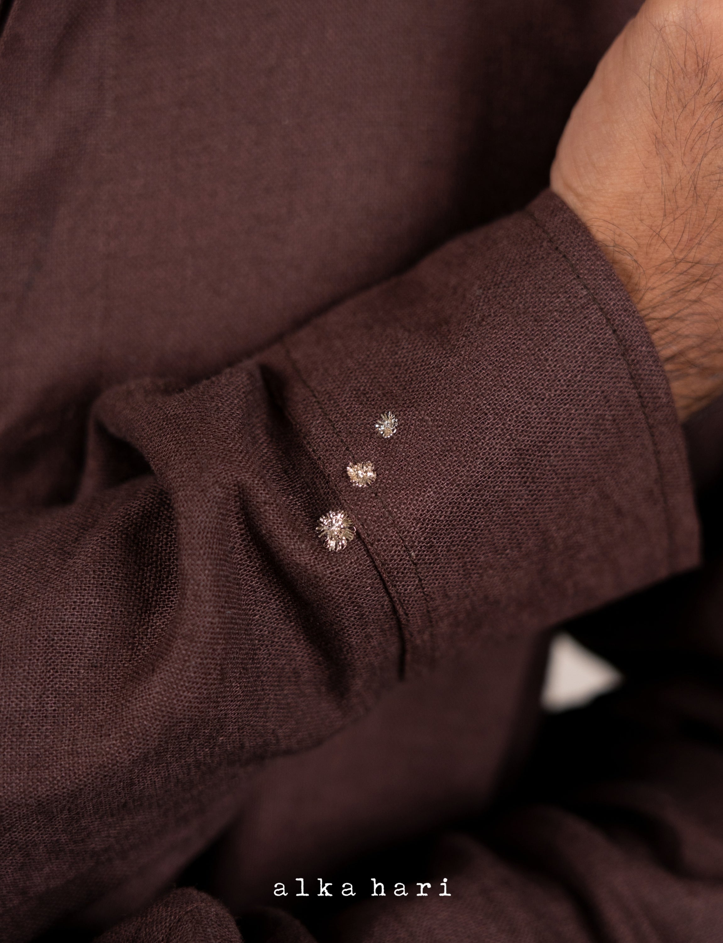 Brown Linen Shirt with Mukaish Work