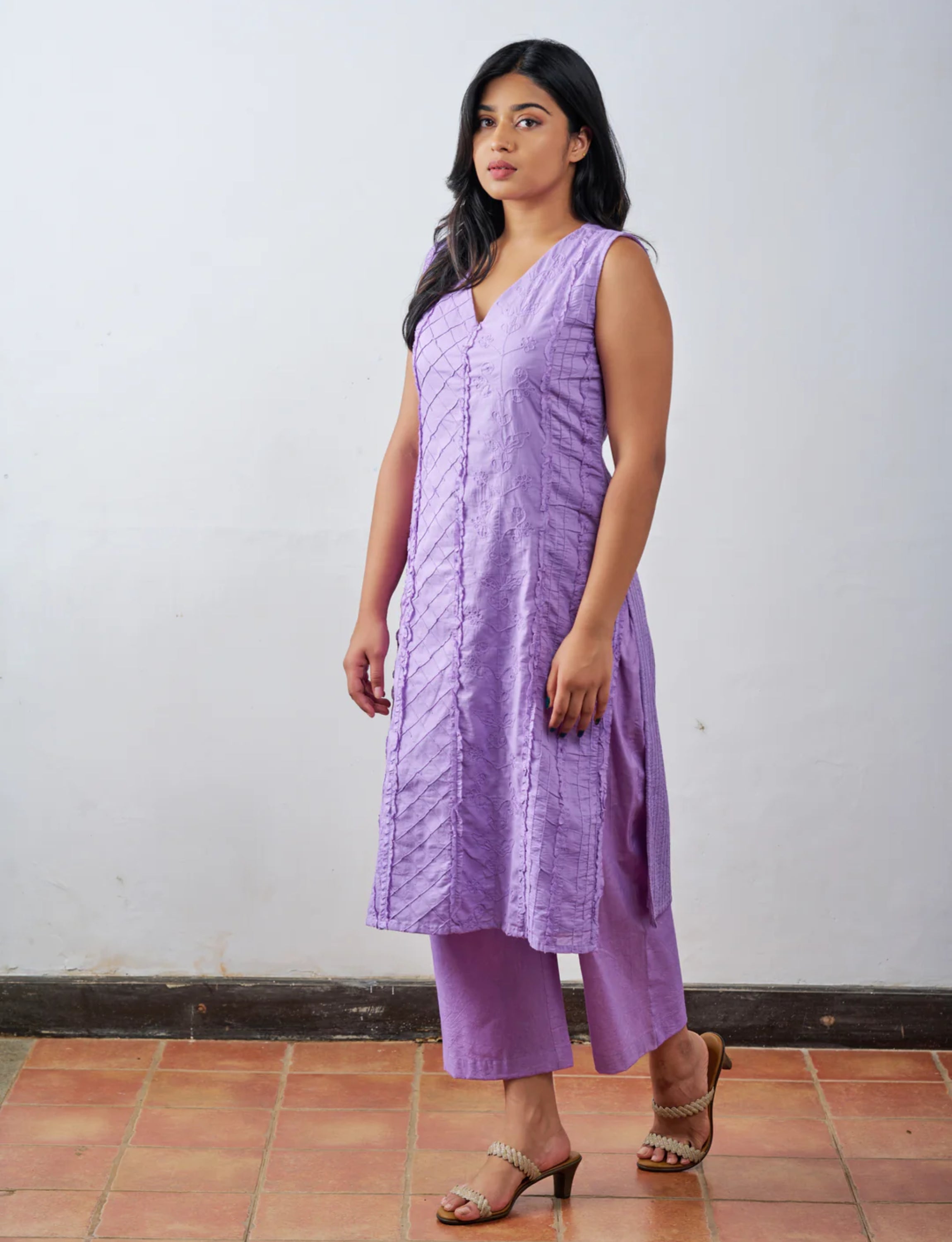 Lavender Textured Kurta