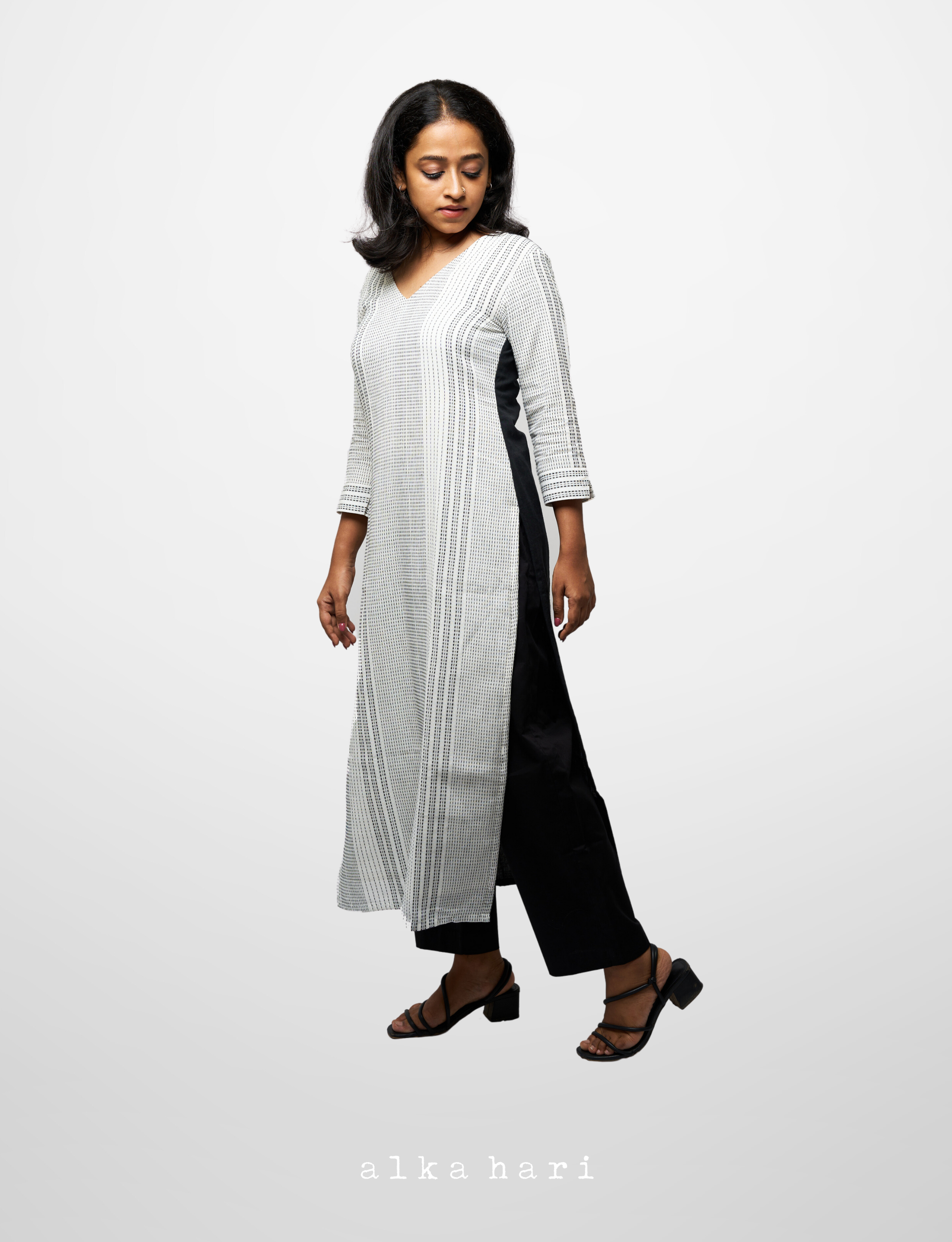 Black and White  Kurta