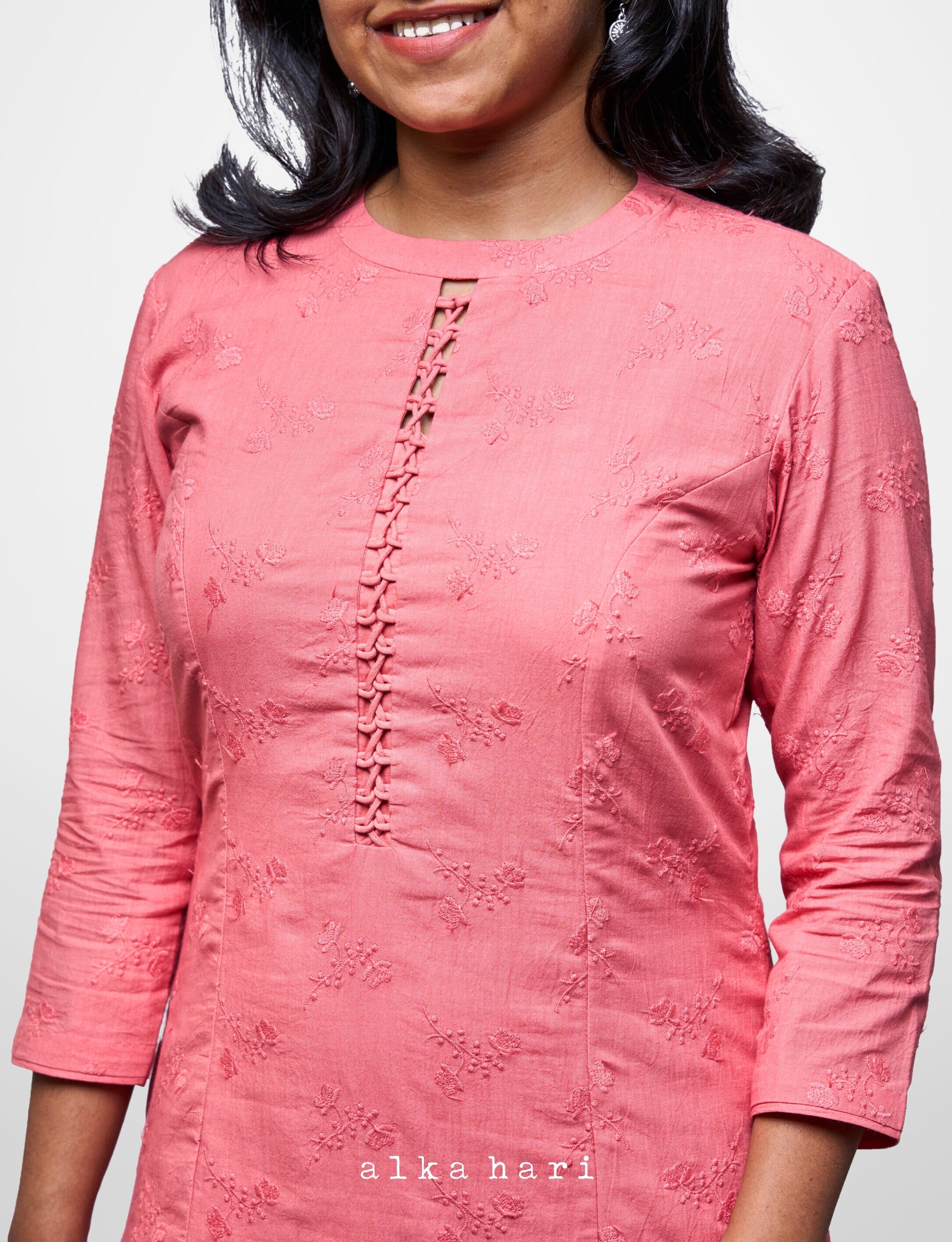 Peach Embroidered Anarkali