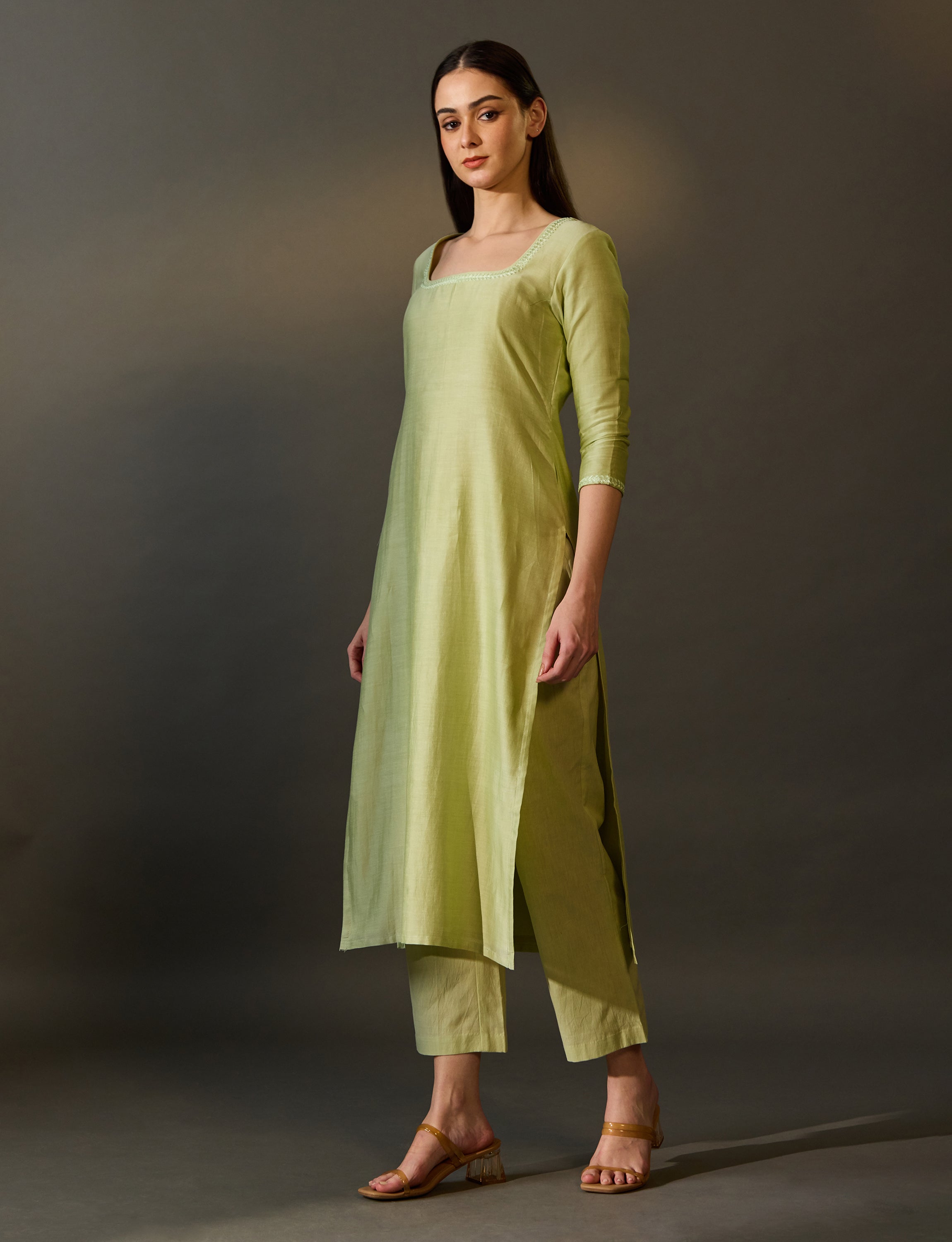 Light Green Embroidered Kurta