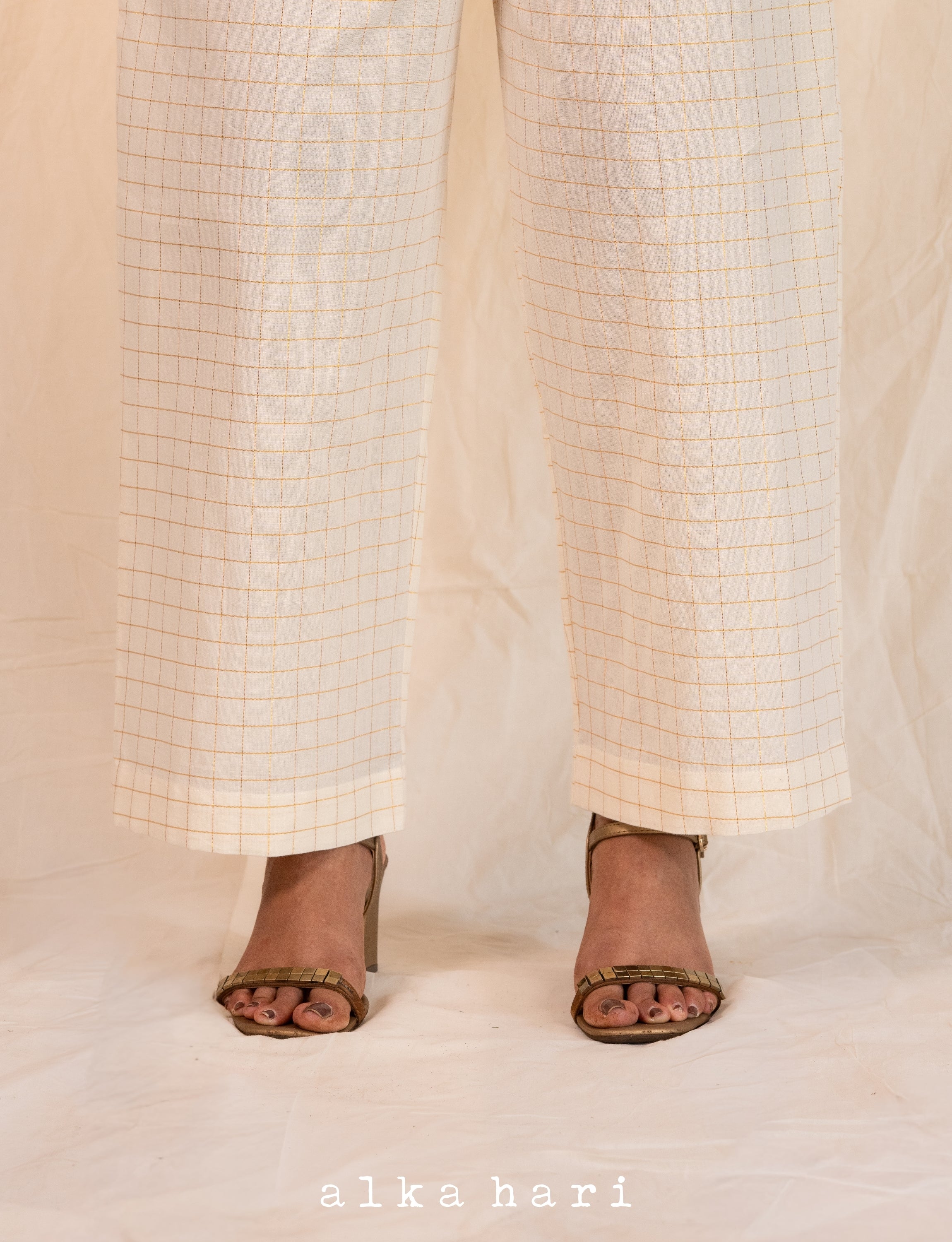 Off White Checkered Palazzo