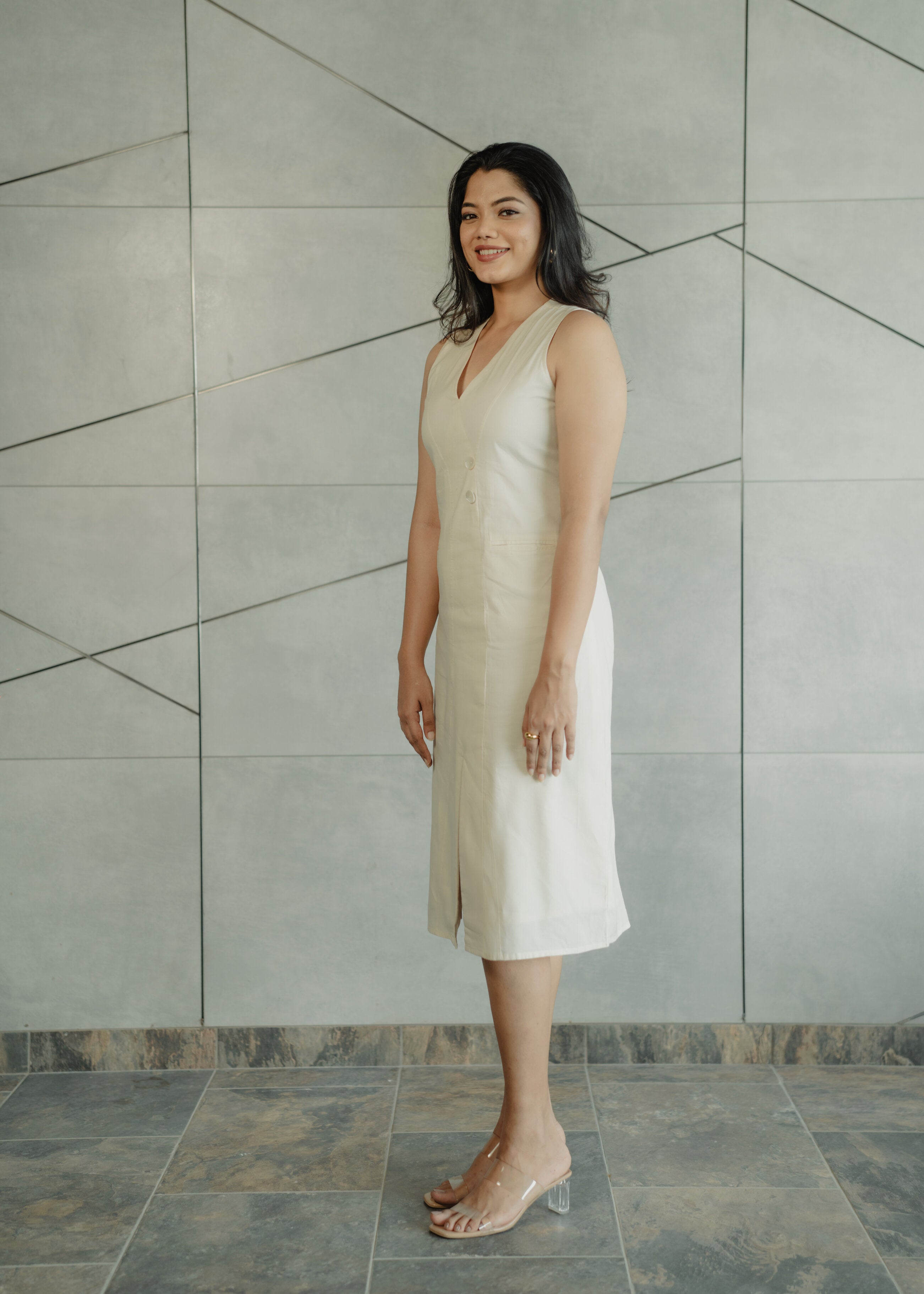 Off White Dress with Pockets