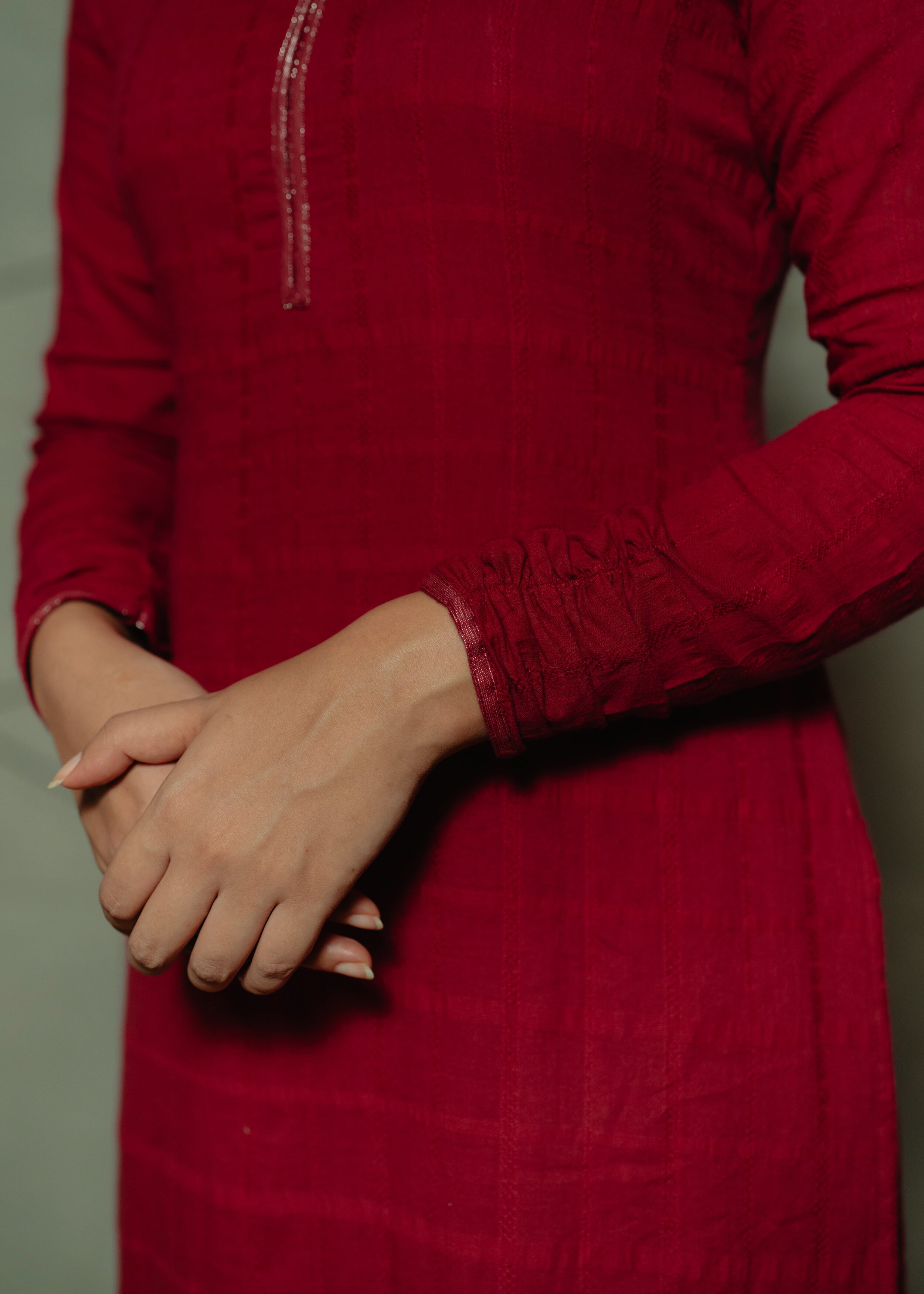 Maroon Kurta with Churi Sleeves