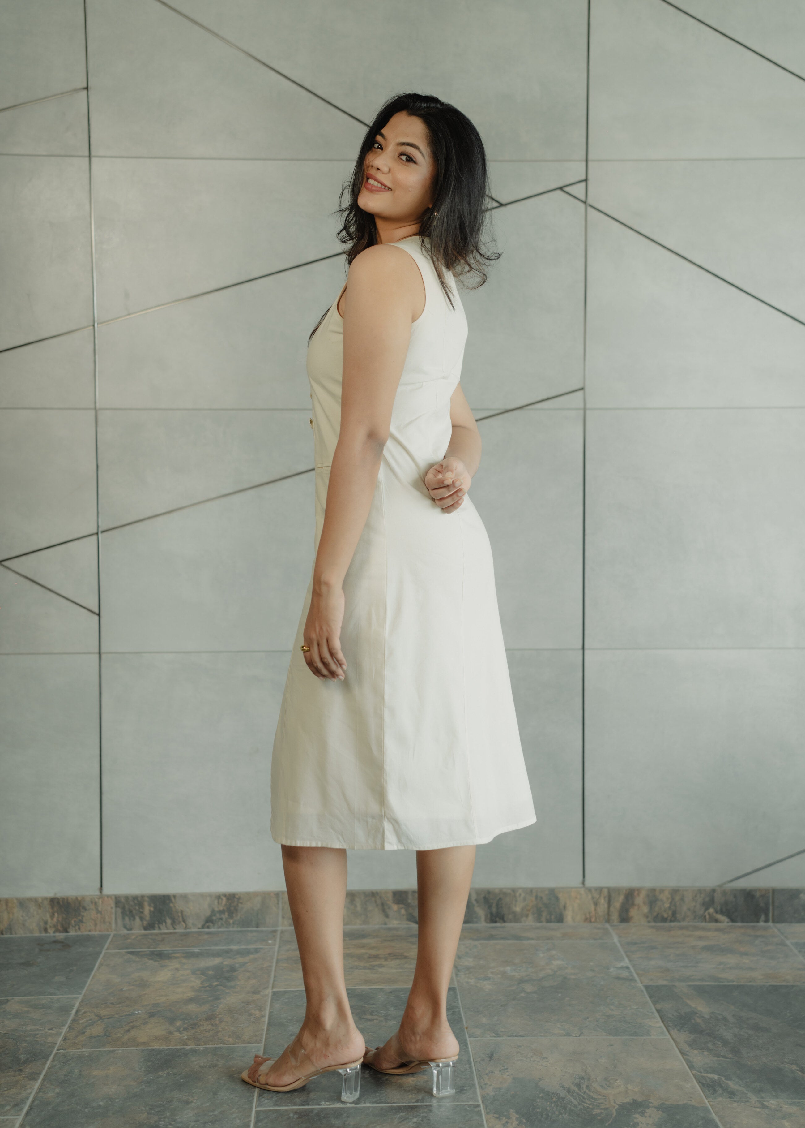 Off White Dress with Pockets