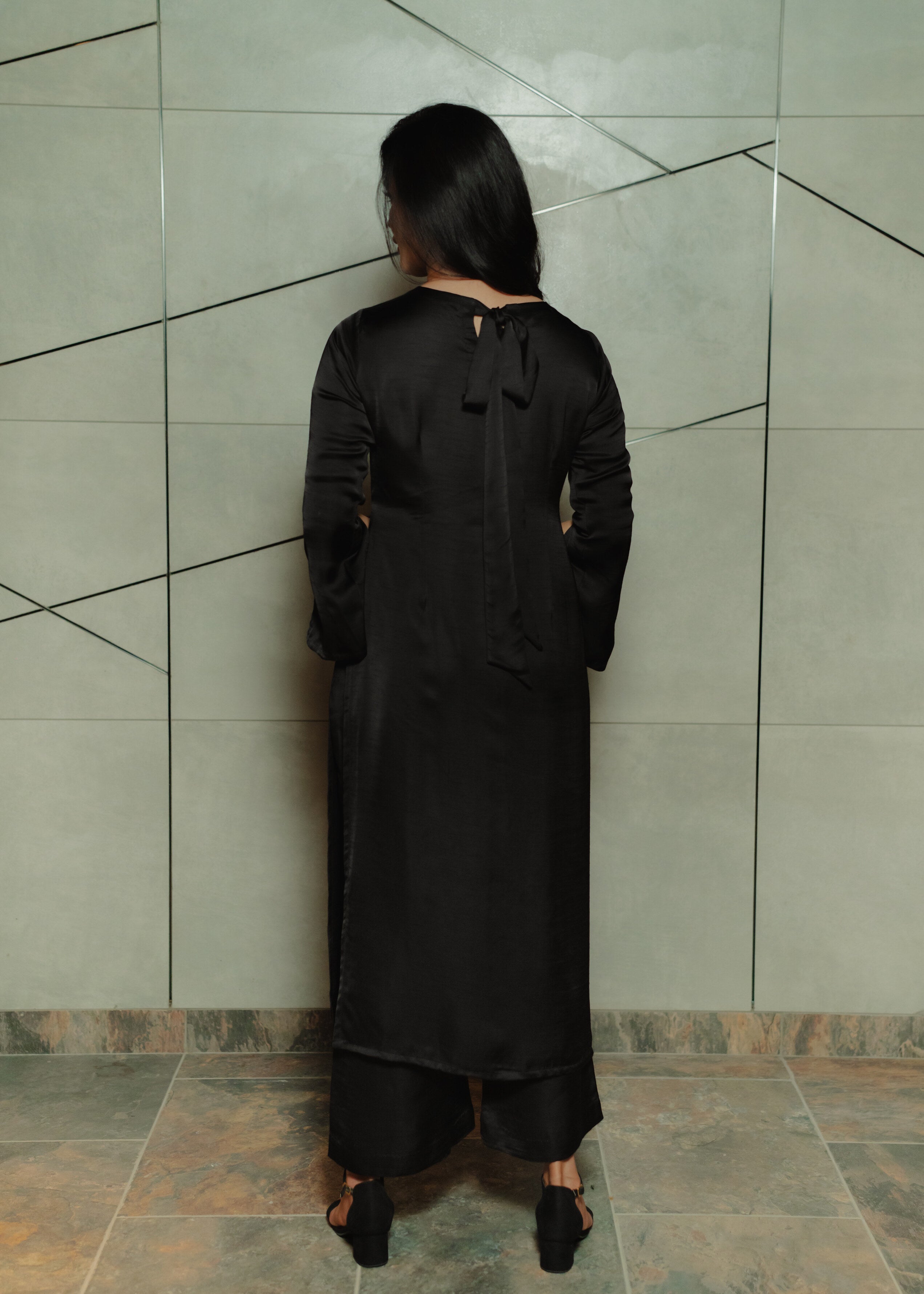 Black Dupion Silk Kurta