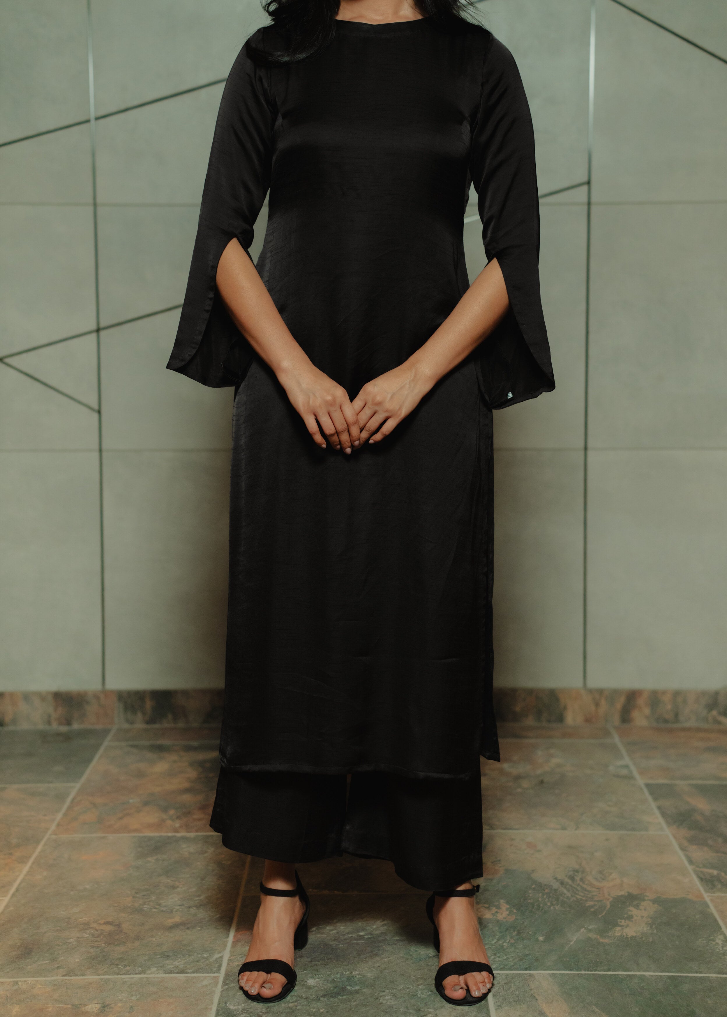 Black Dupion Silk Kurta