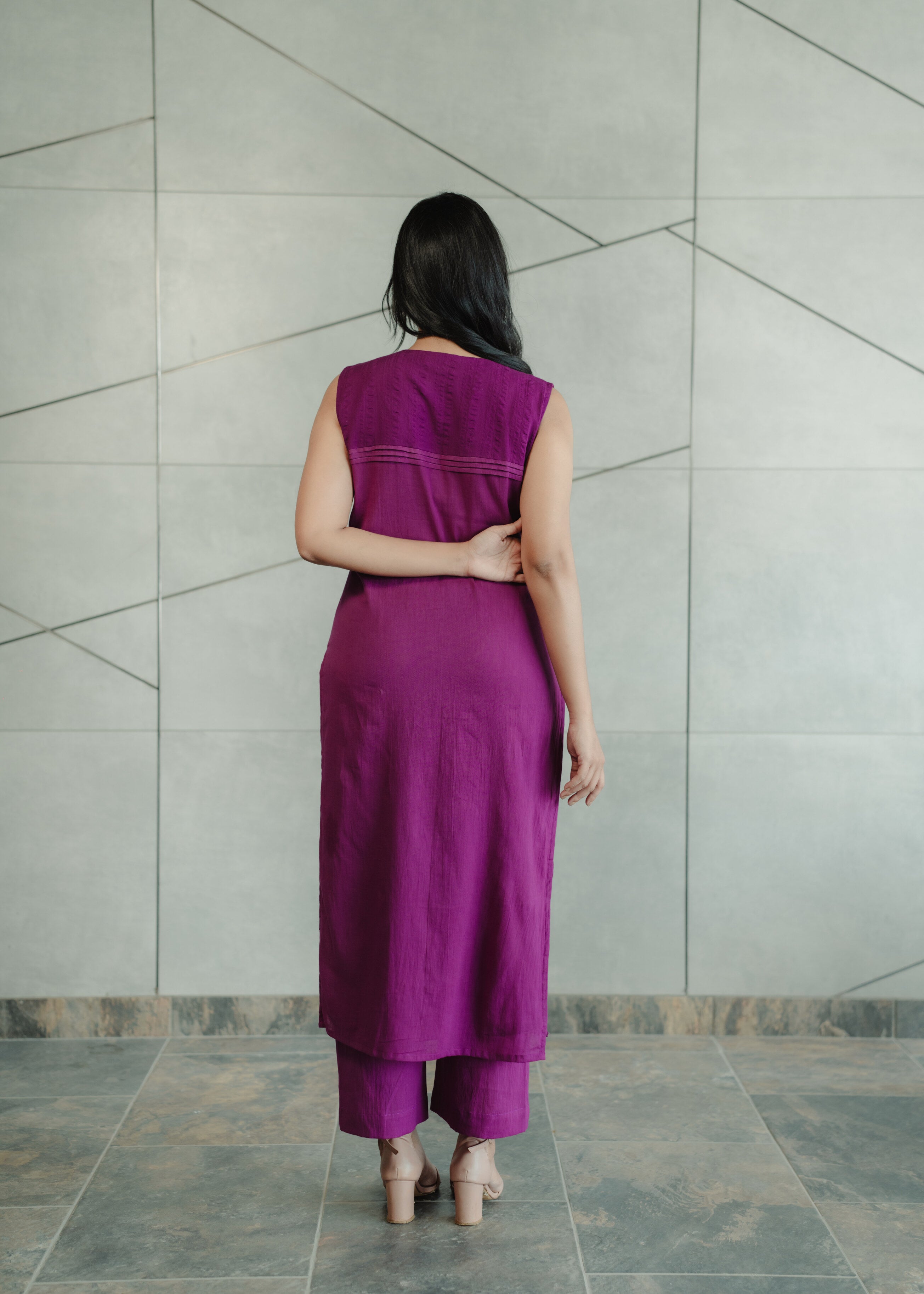 Purple Kurta with Yoke Detailing