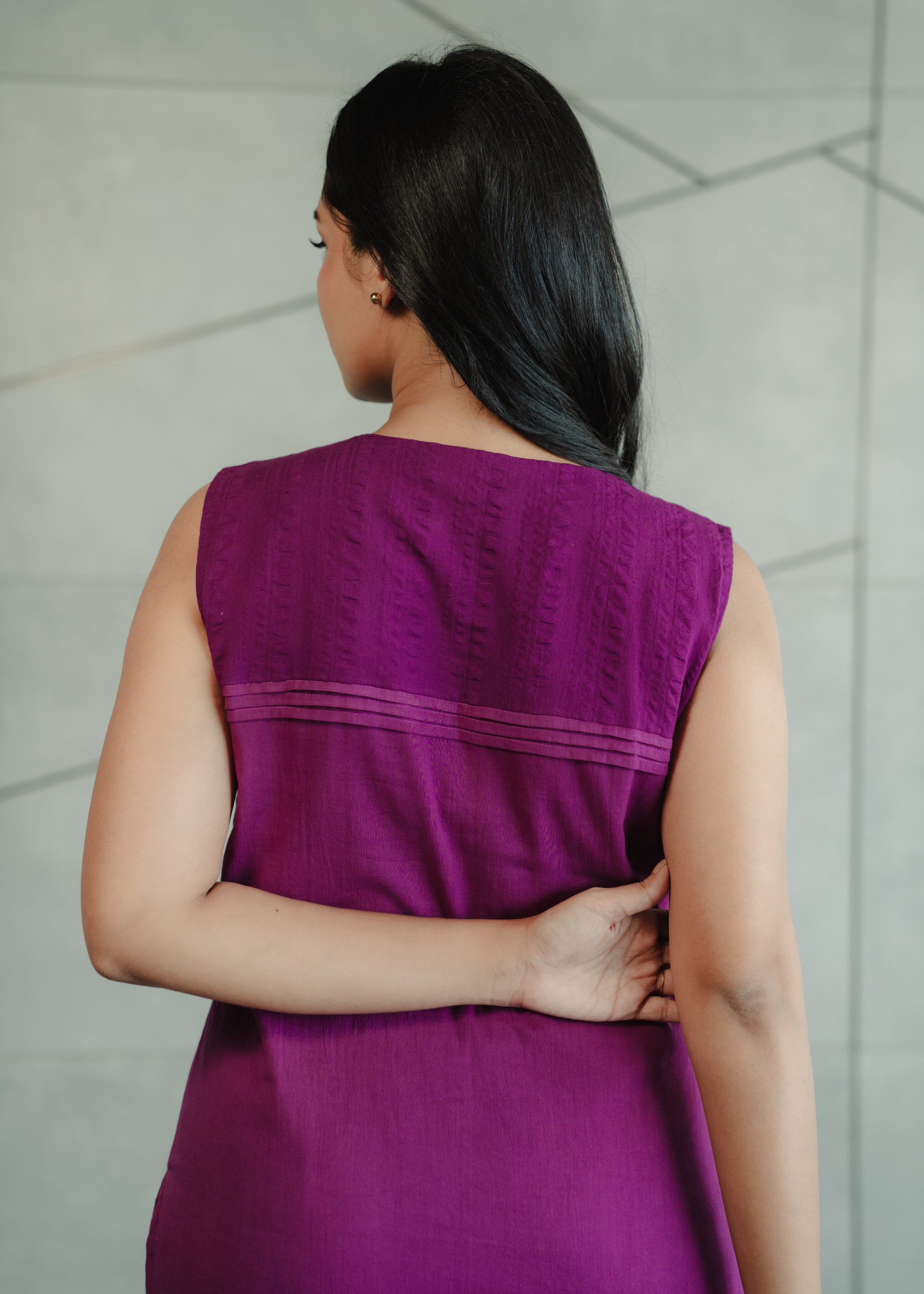 Purple Kurta with Yoke Detailing