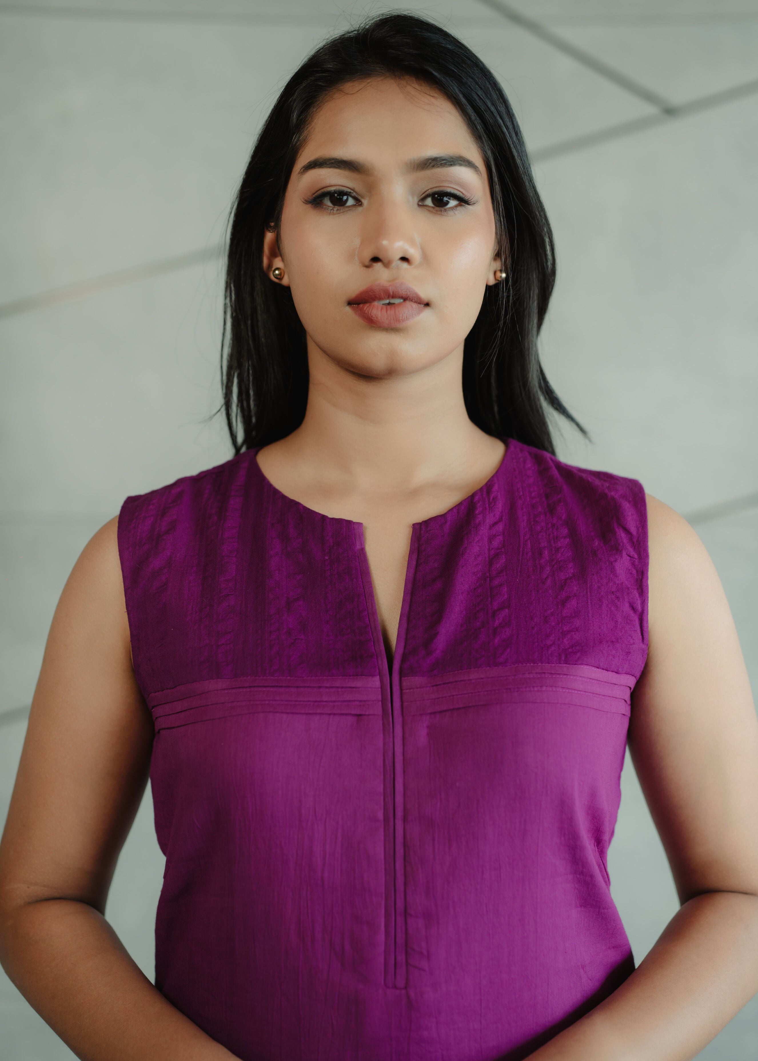 Purple Kurta with Yoke Detailing