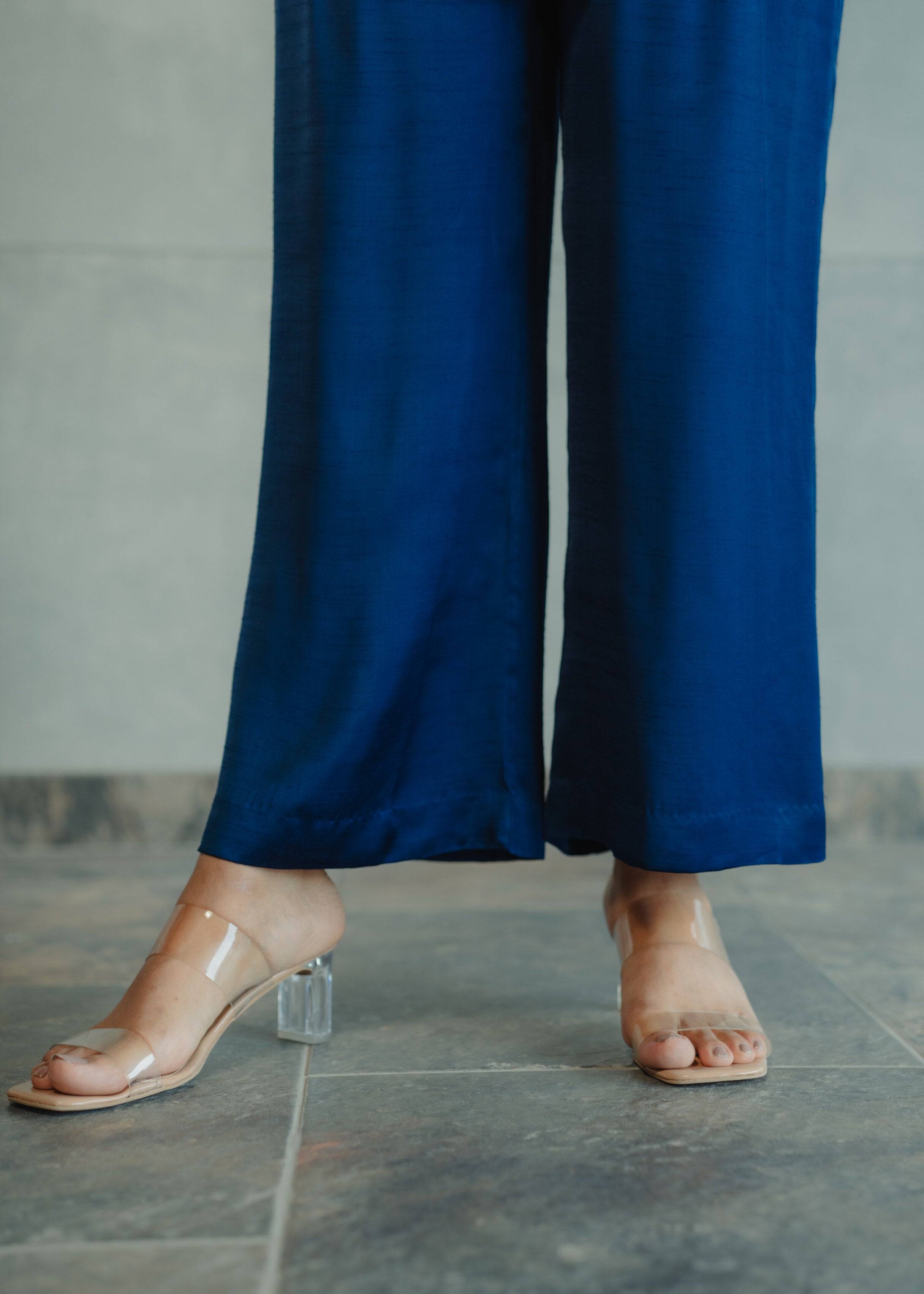Blue Dupion Satin Pant