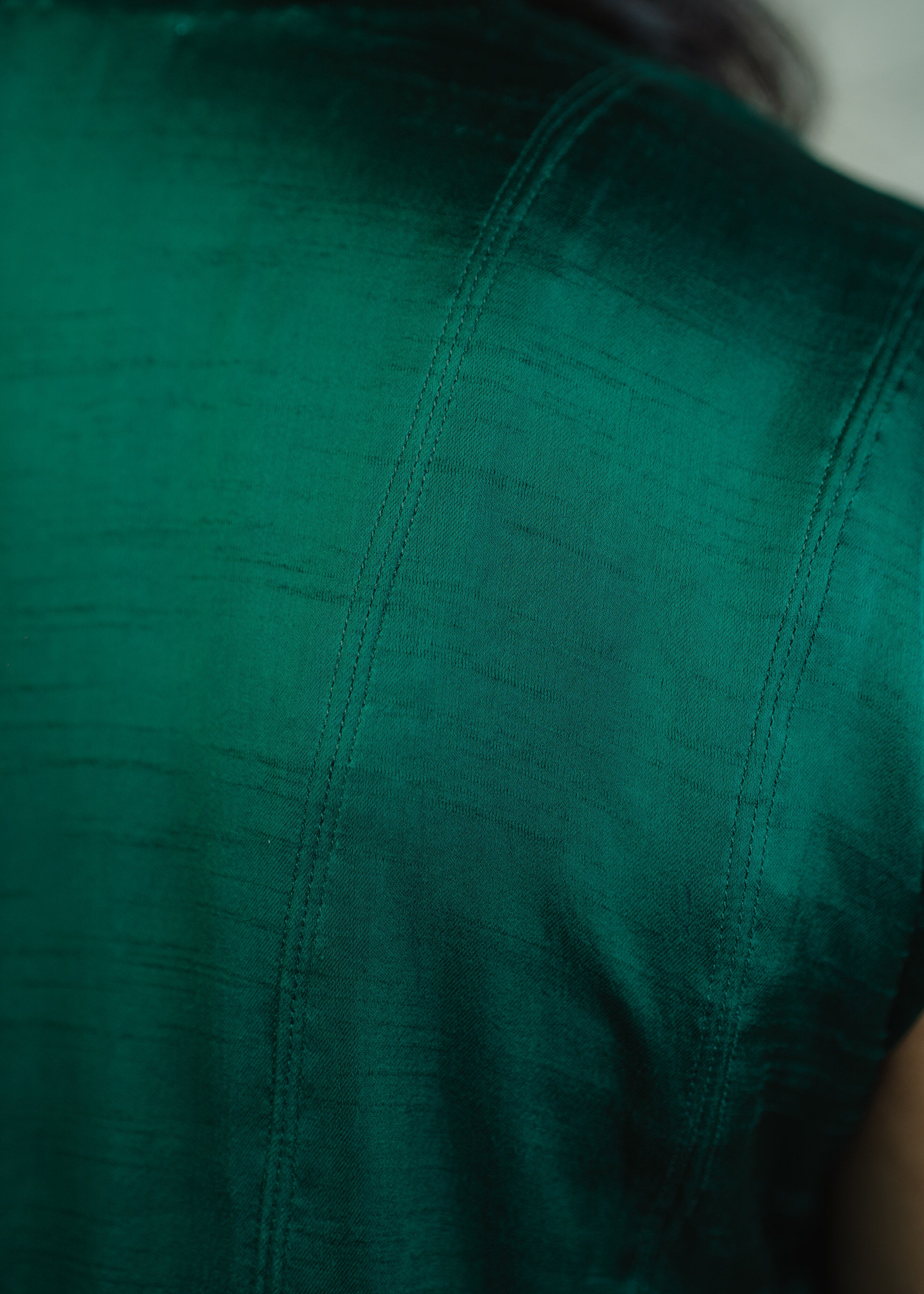 Dark Green Dupion Silk Dress