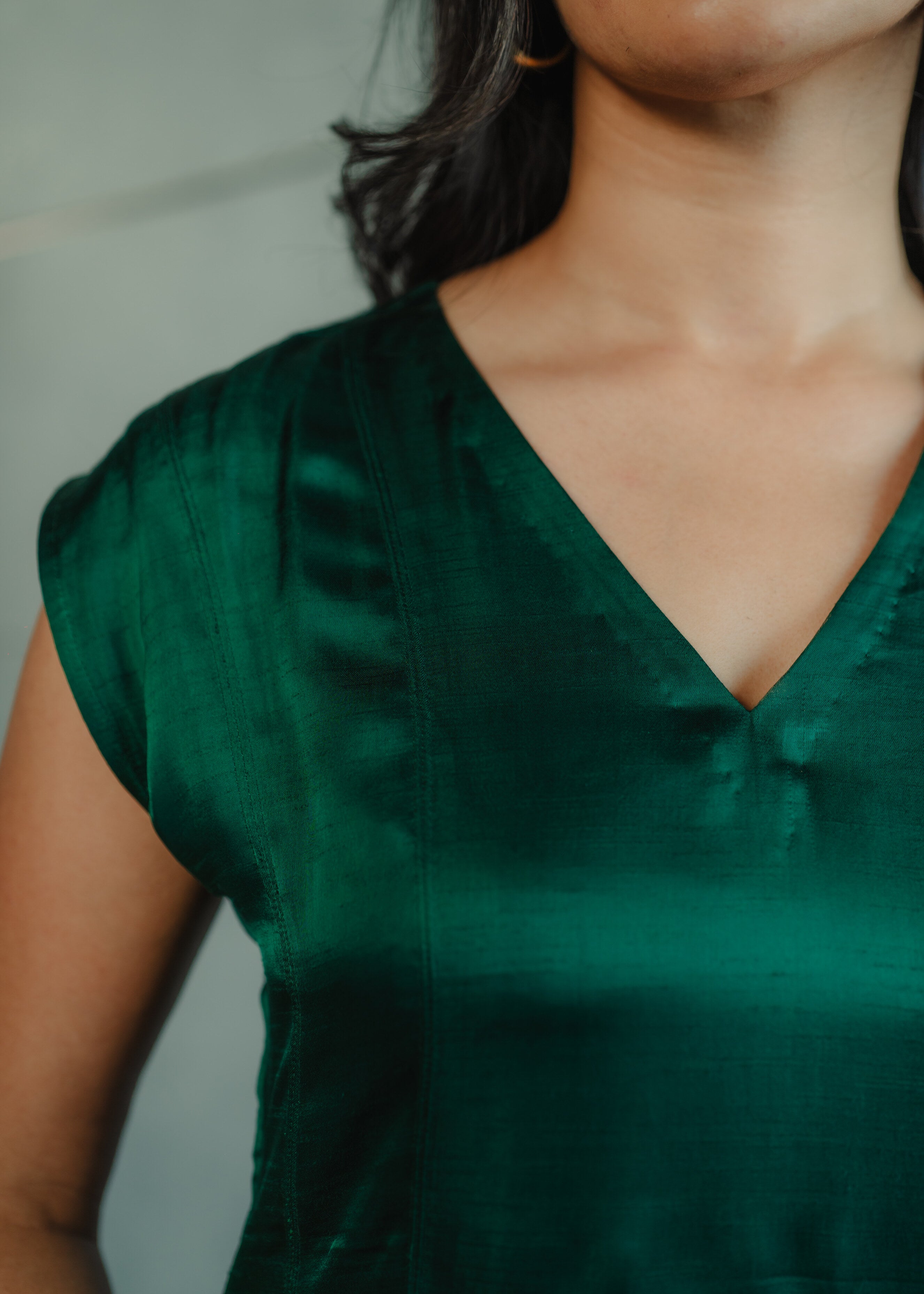 Dark Green Dupion Silk Dress