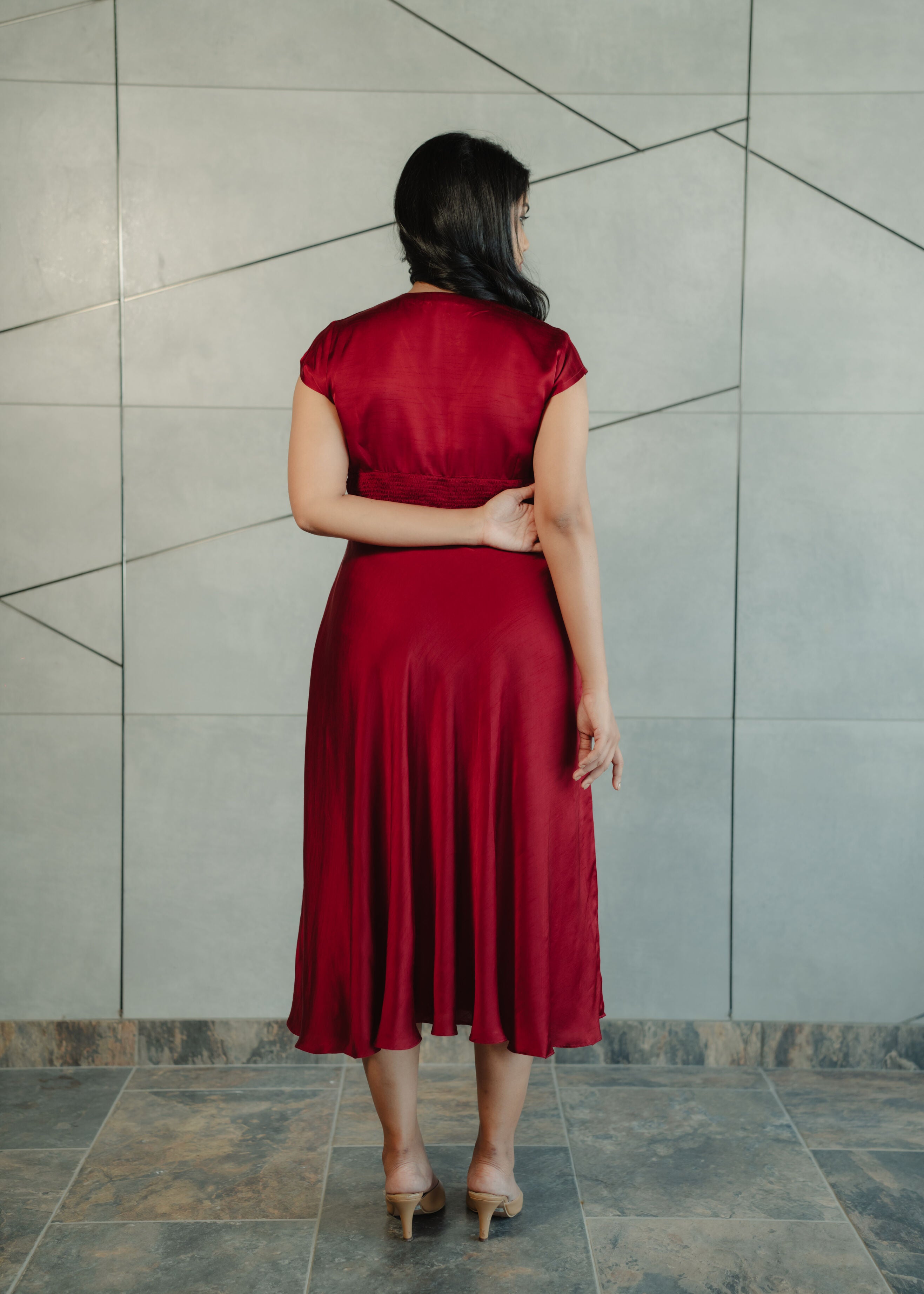 Red Dupion Silk Dress