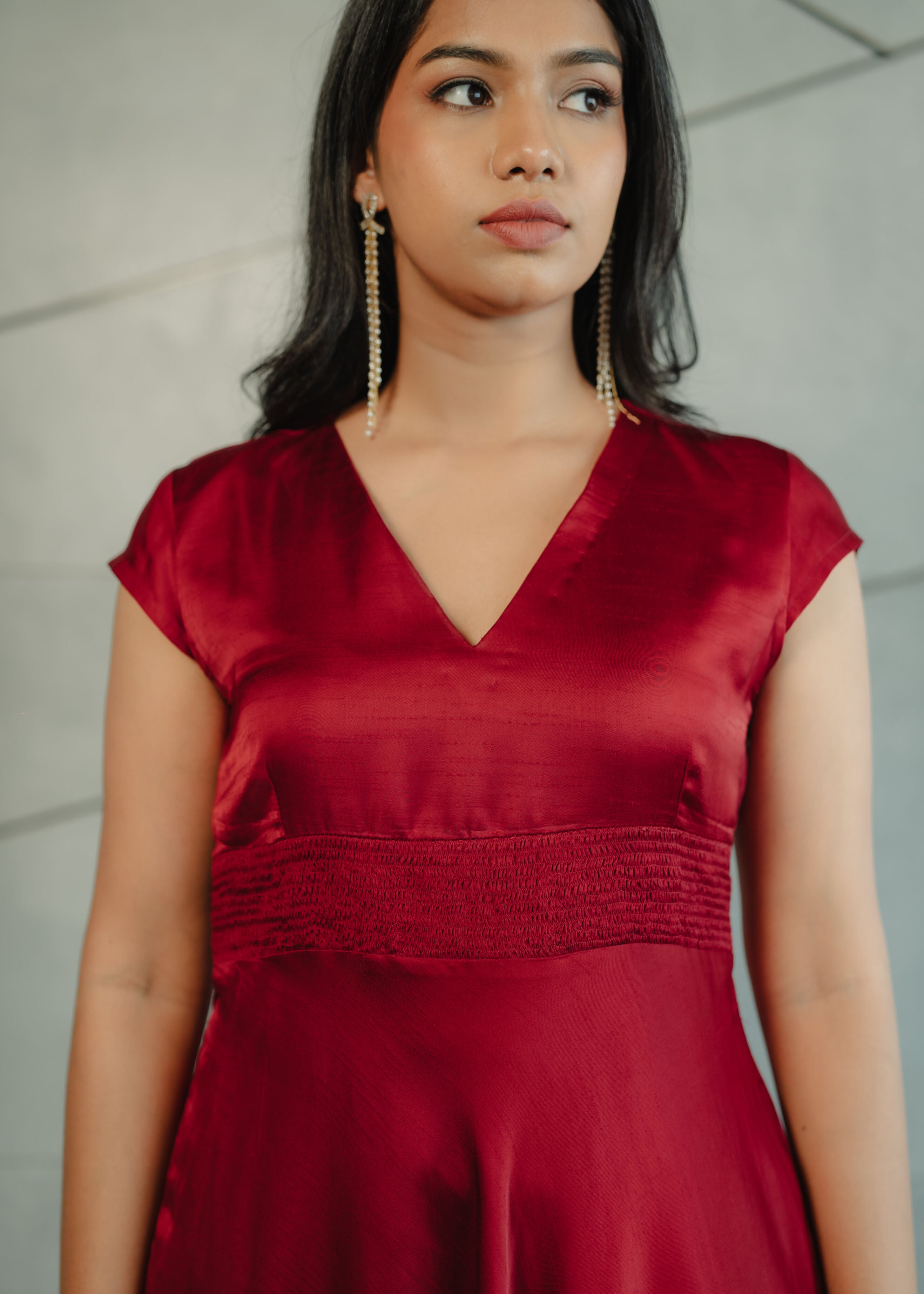 Red Dupion Silk Dress
