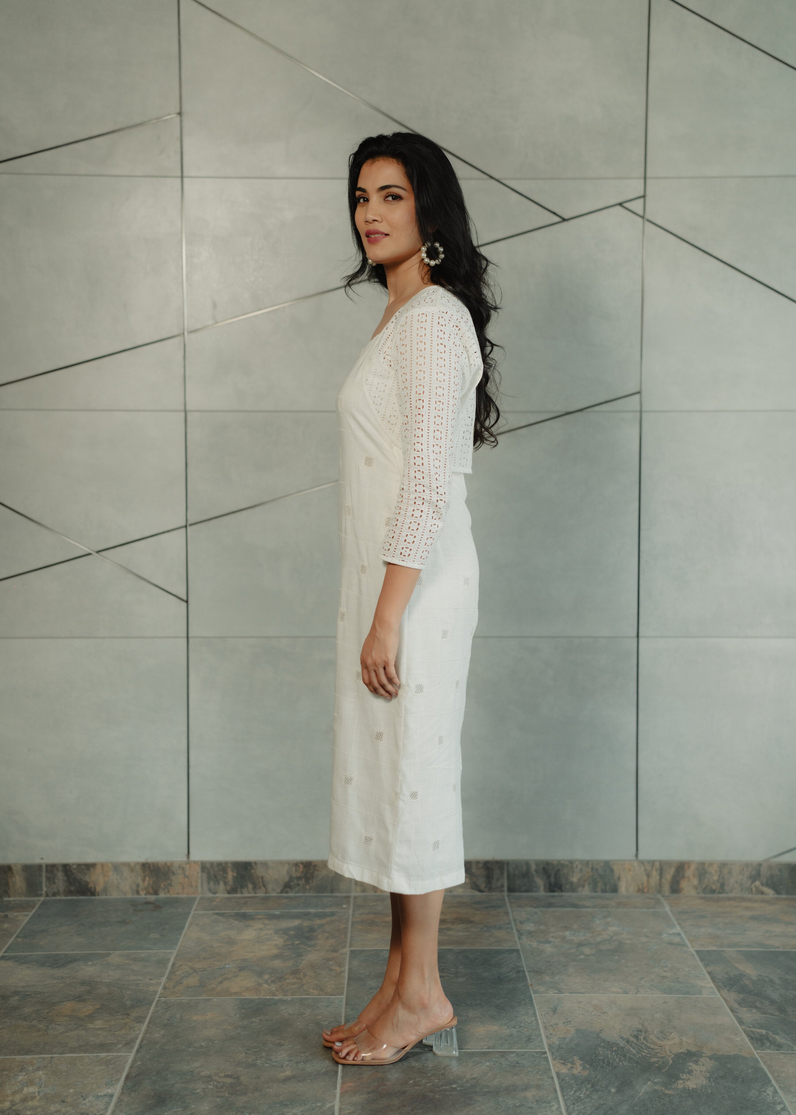 White Slip Dress with Schifili Jacket