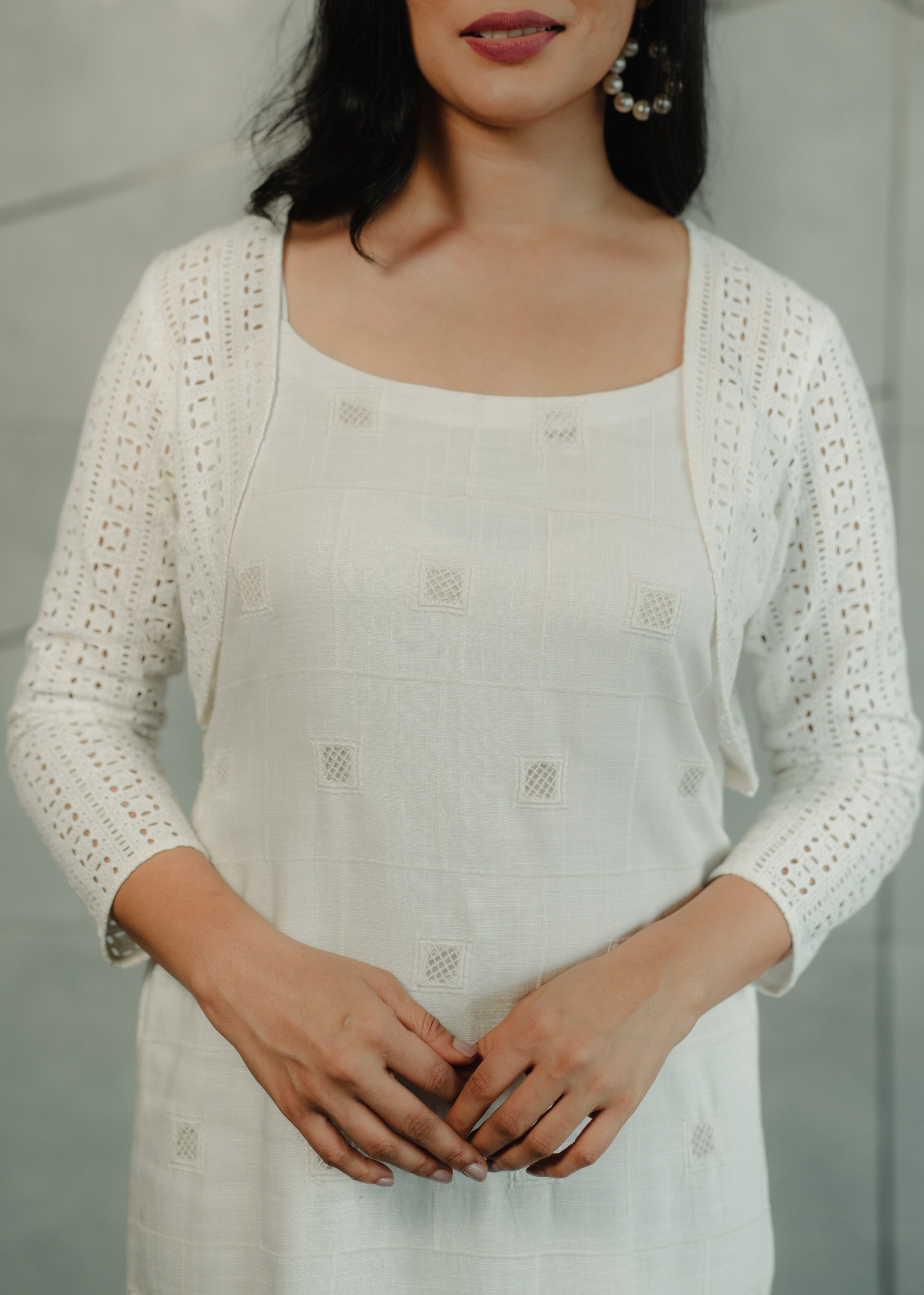 White Slip Dress with Schifili Jacket