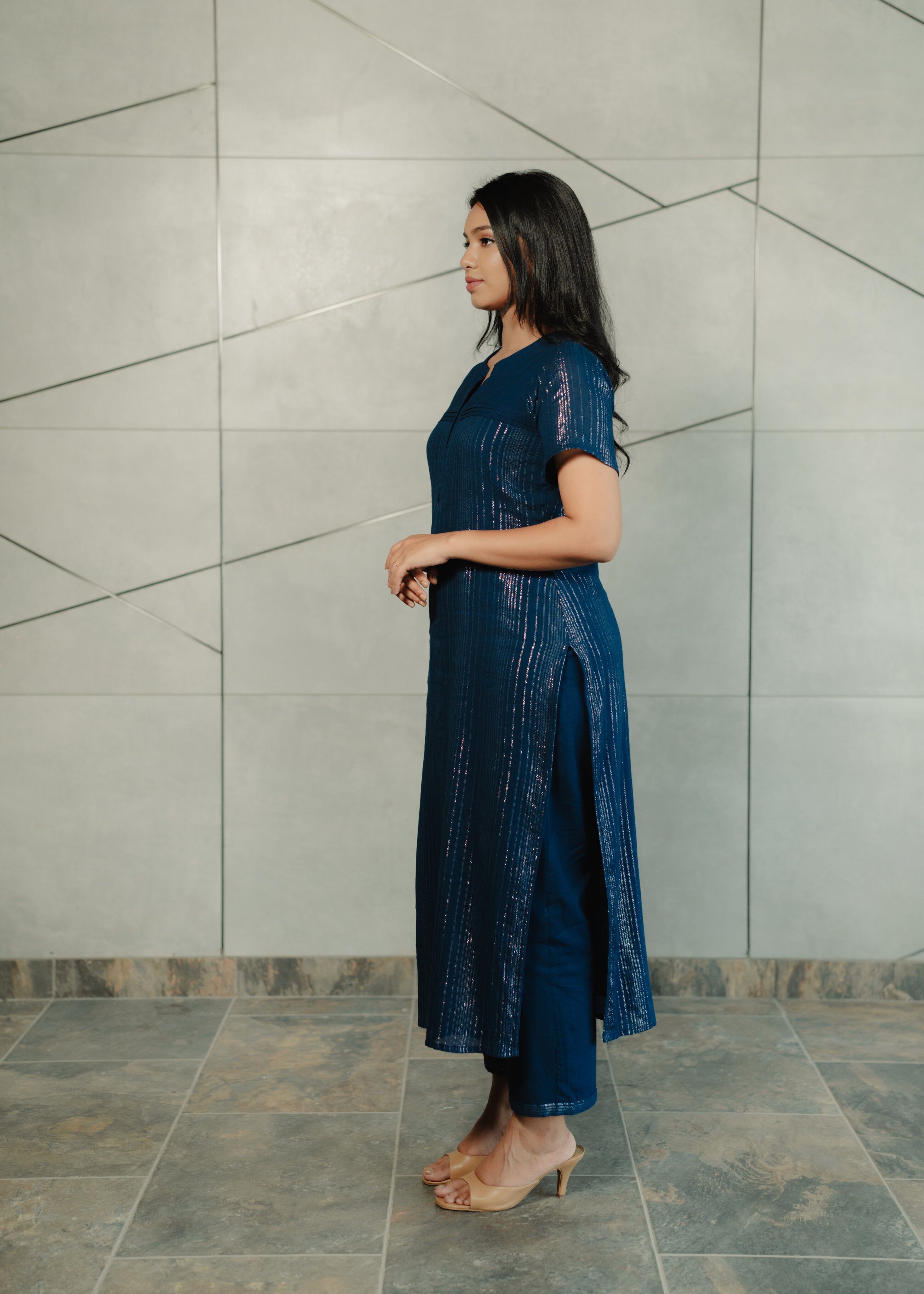 Dark Blue Shimmering Kurta