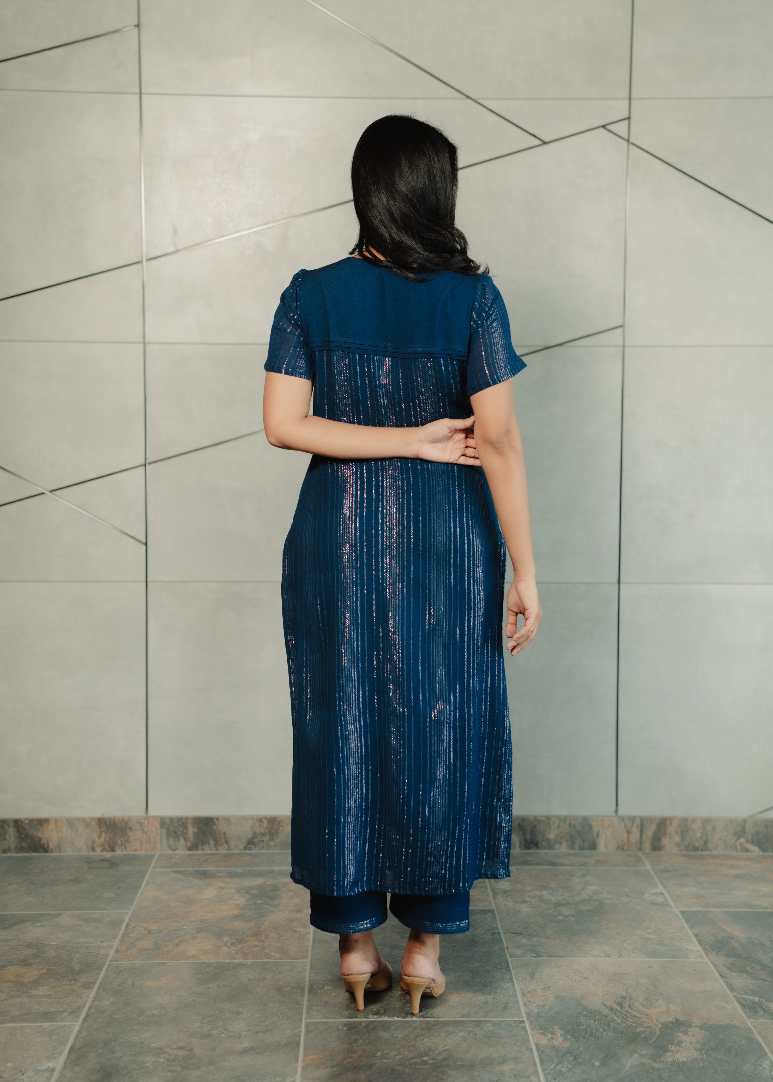 Dark Blue Shimmering Kurta
