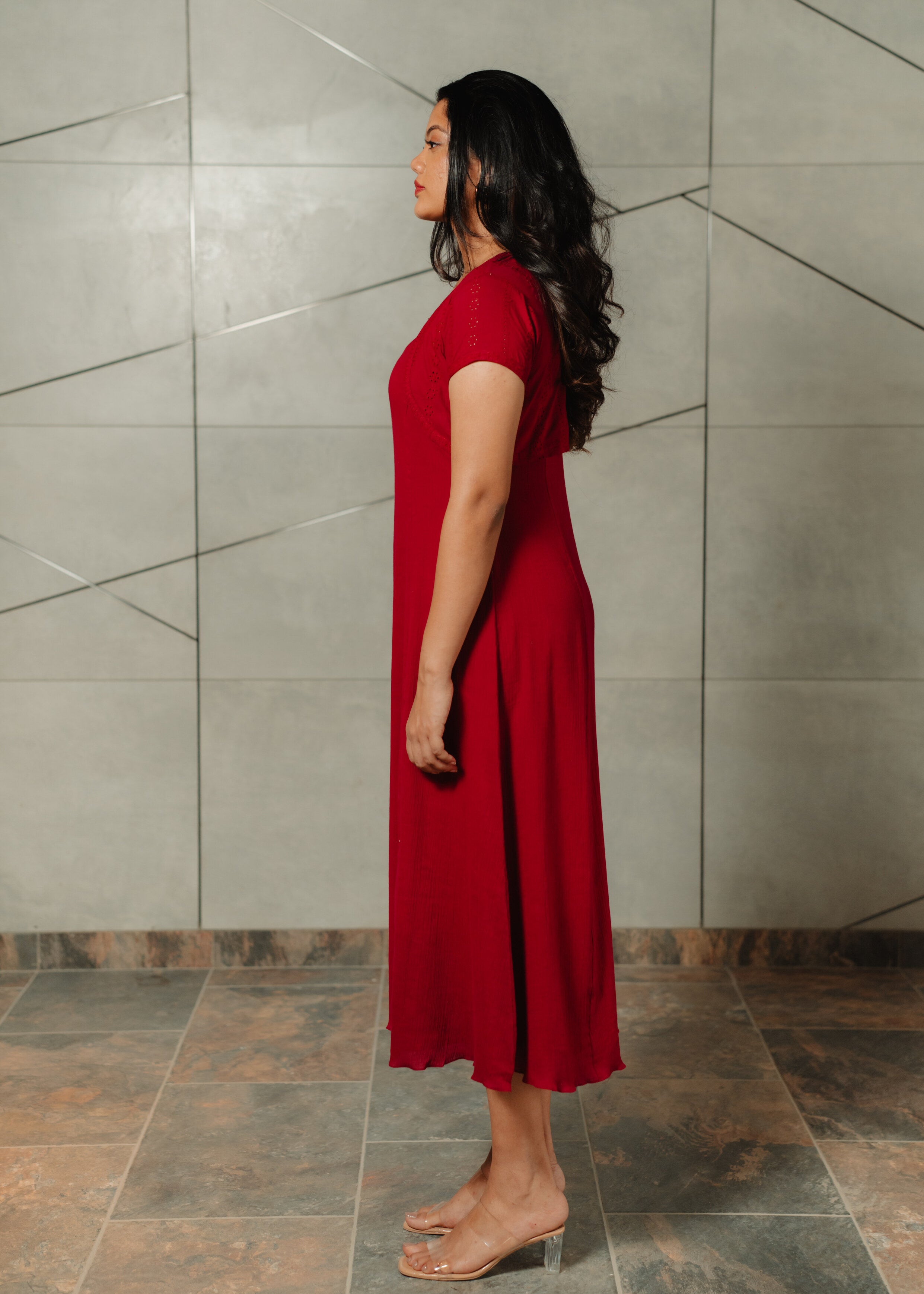 Red Slip Dress with Cropped Jacket