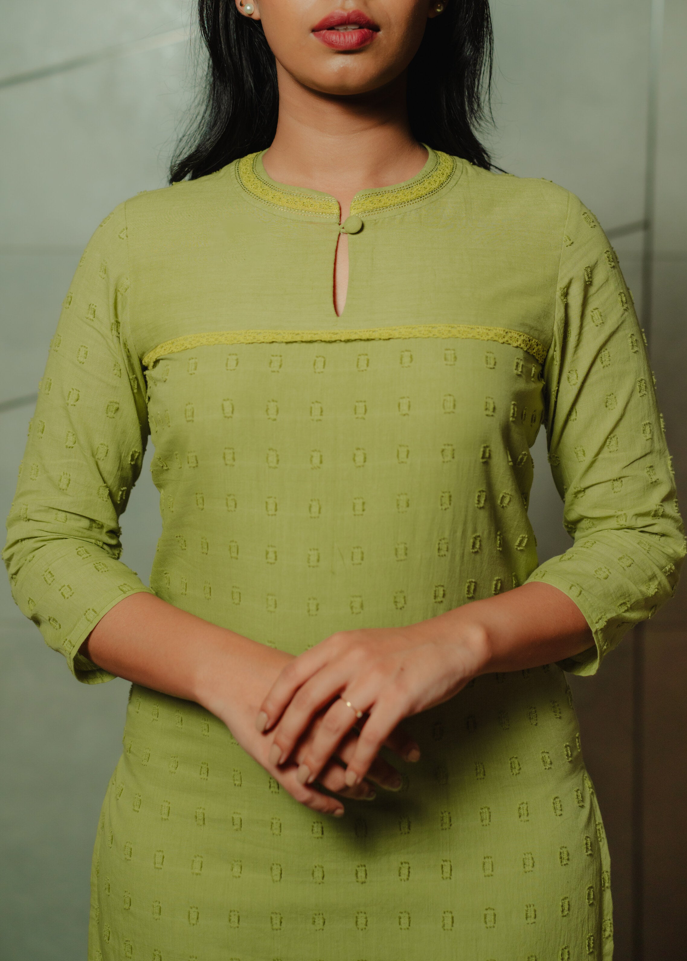 Light Green Kurta with Yoke Detail