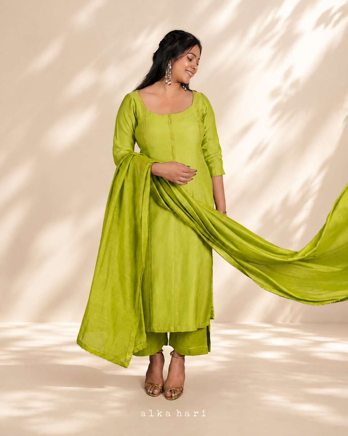Pear Green Chanderi Silk Kurta