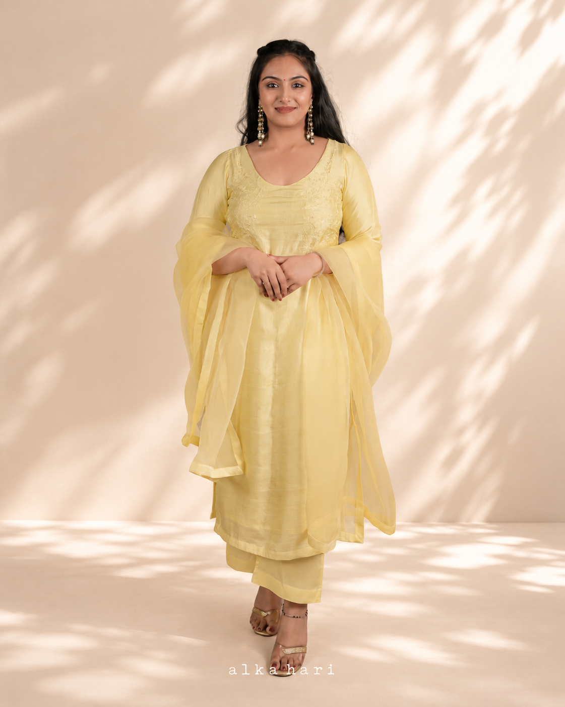 Butter Yellow Embroidered Kurta