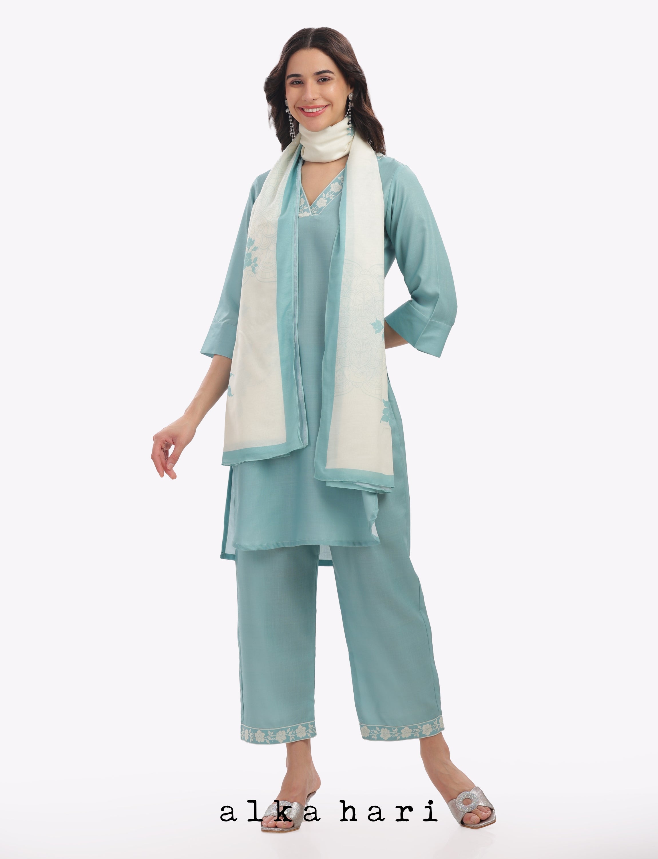 Light Teal Short Kurta