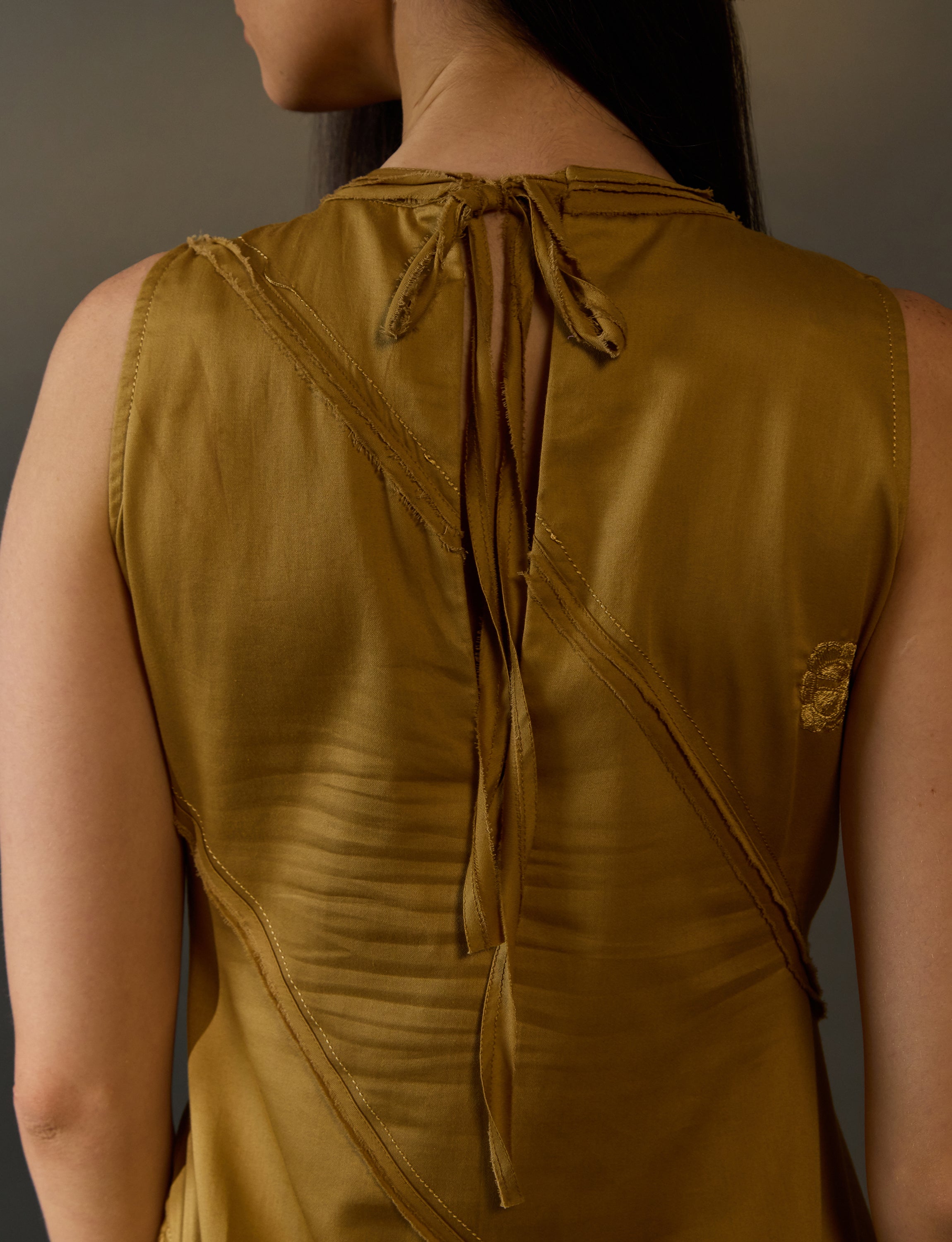 Beige High Collar Neck dress