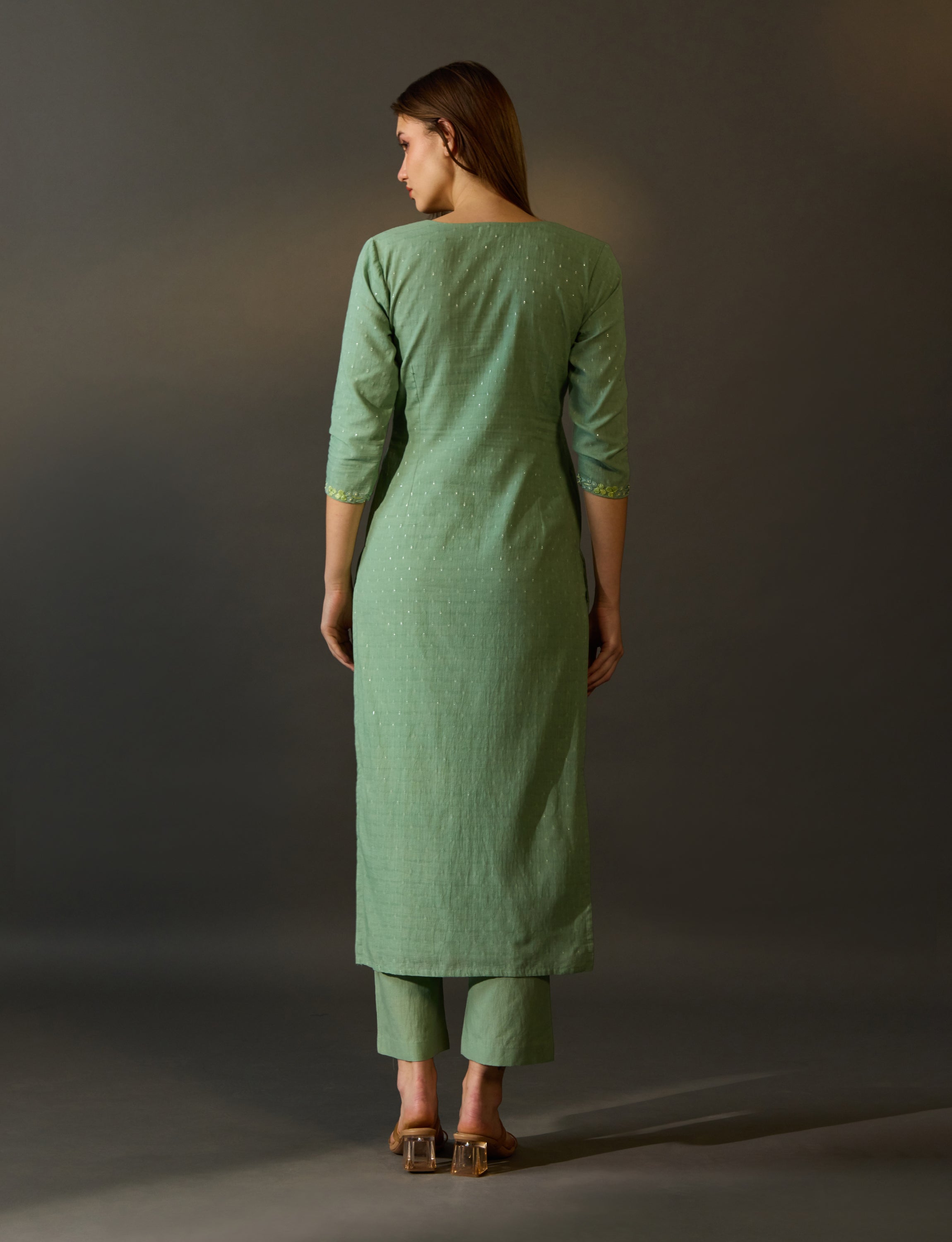Pastel Green Kurta with Embroidery