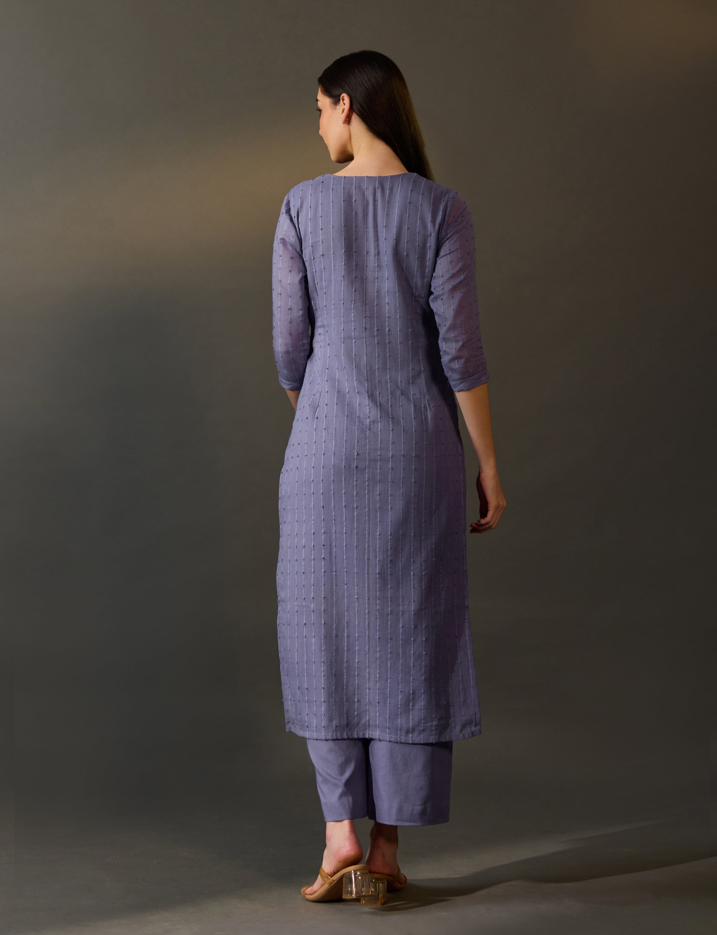 Purple Grey Swiss Dot Kurta