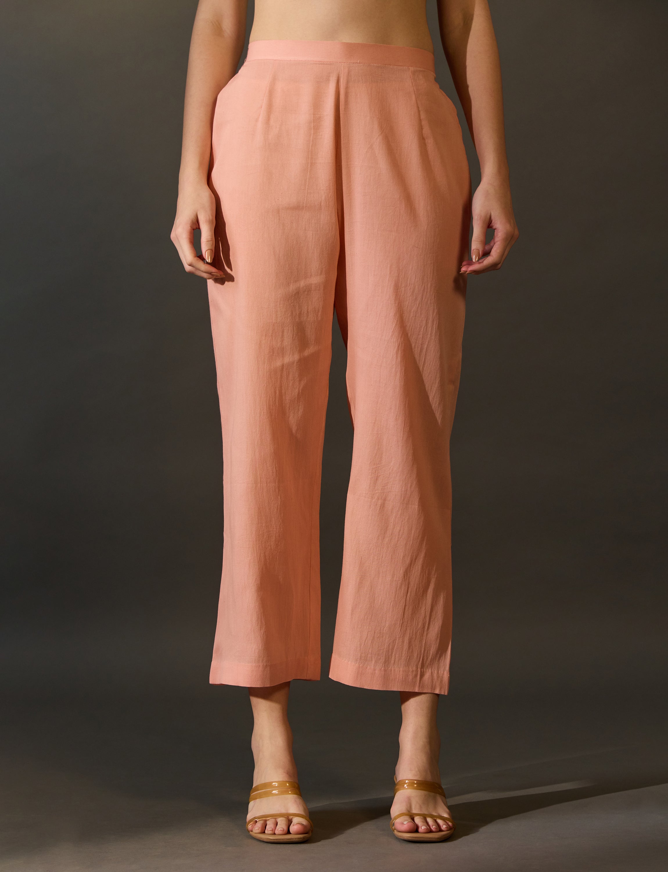 Peach Cotton Palazzo Pants