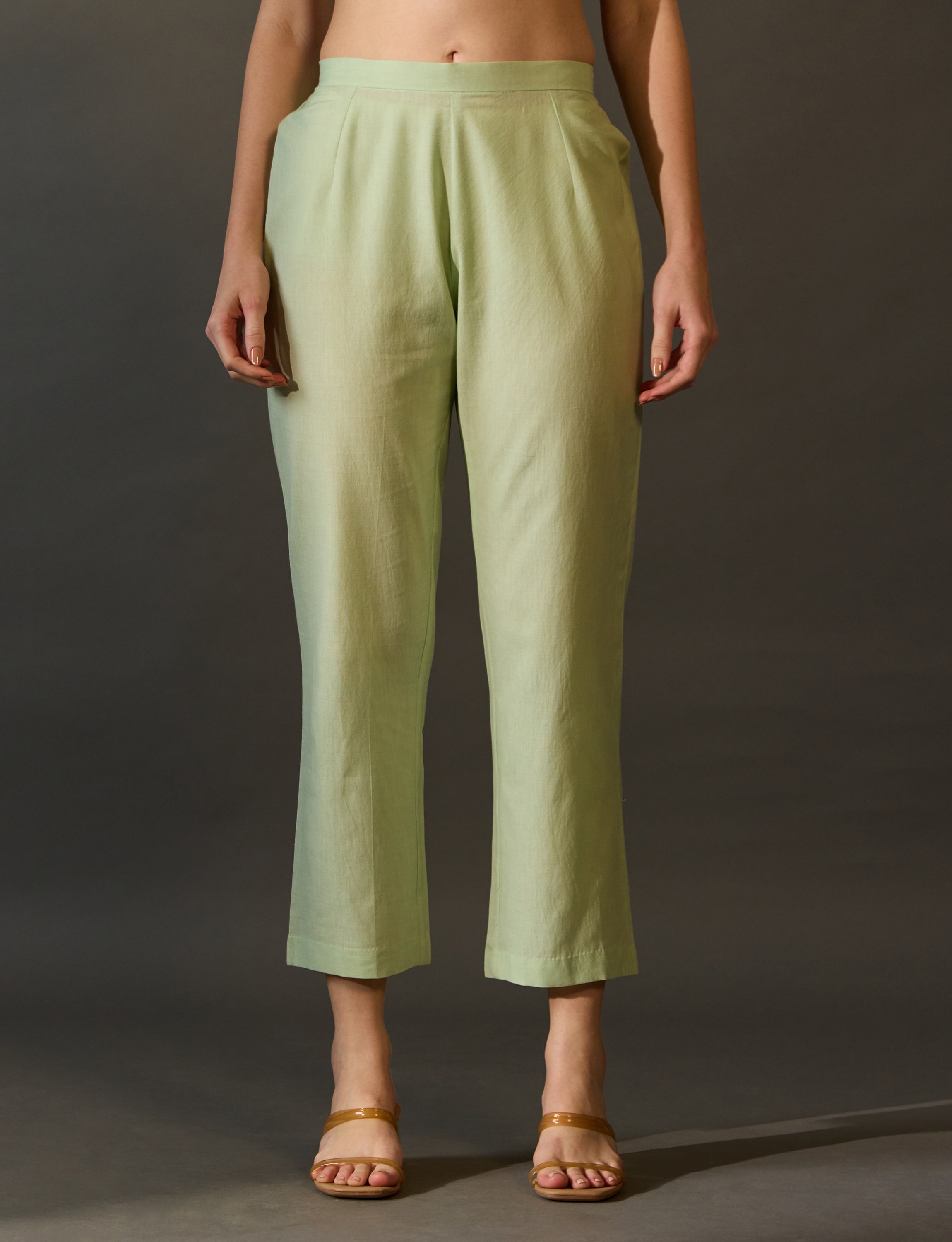 Pastel Green Cotton Palazzo Pants